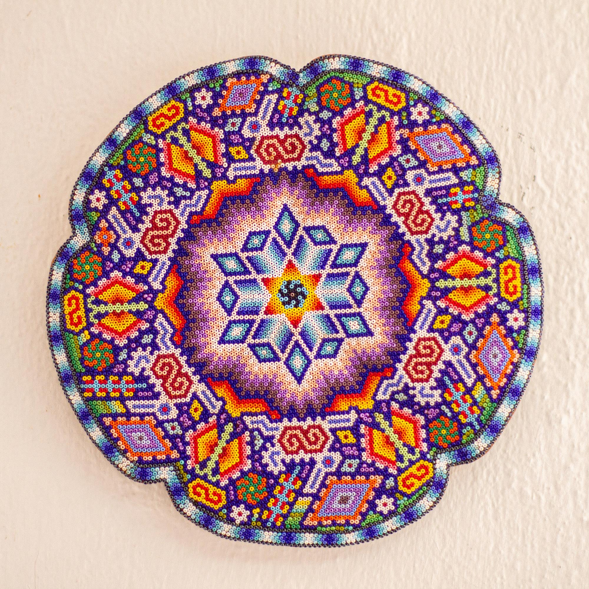 Premium Huichol Beadwork Nierika Painting - Mexican Folk Art Handmade Rabbit Design