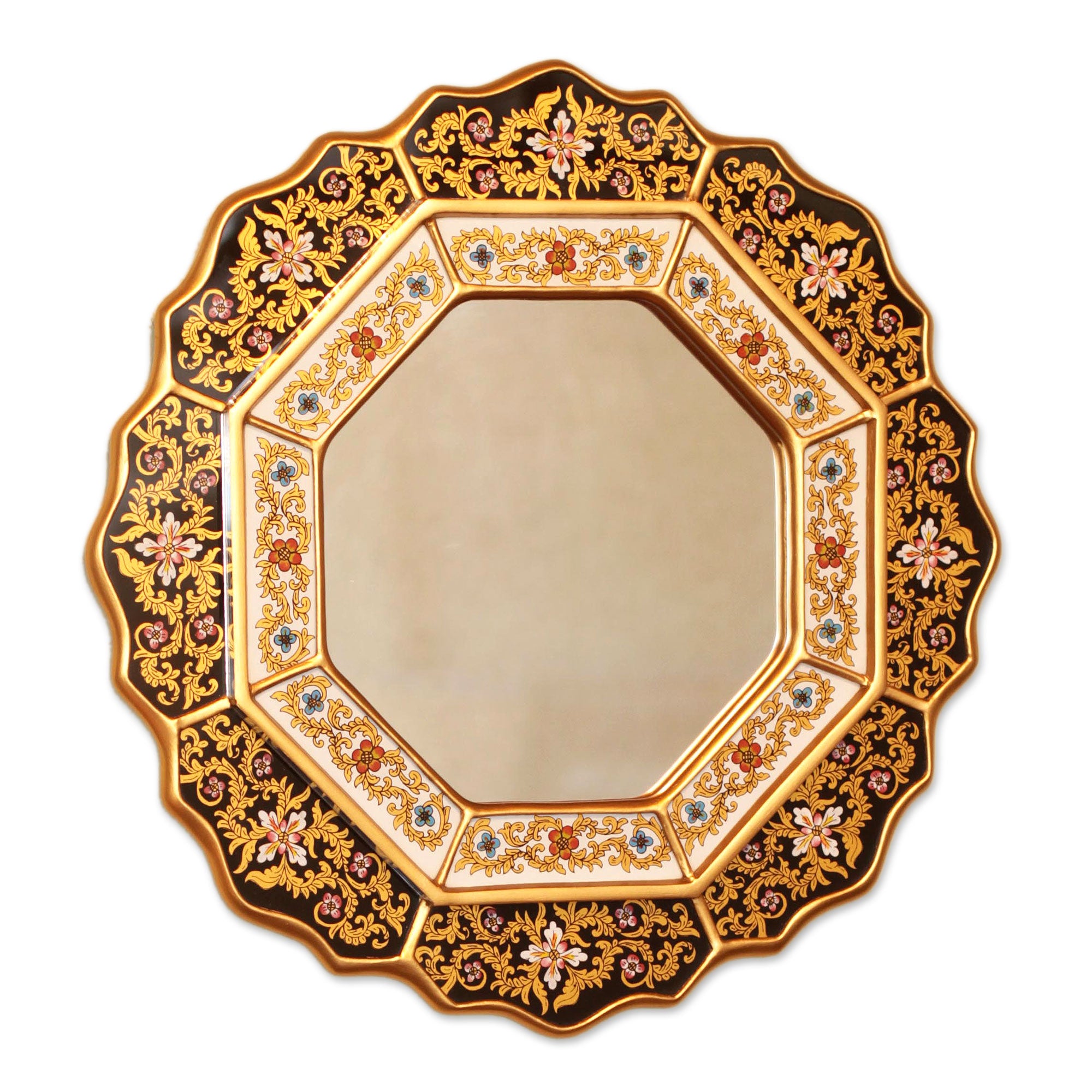 Premium Handcrafted Black Star Reverse Painted Glass Mirror