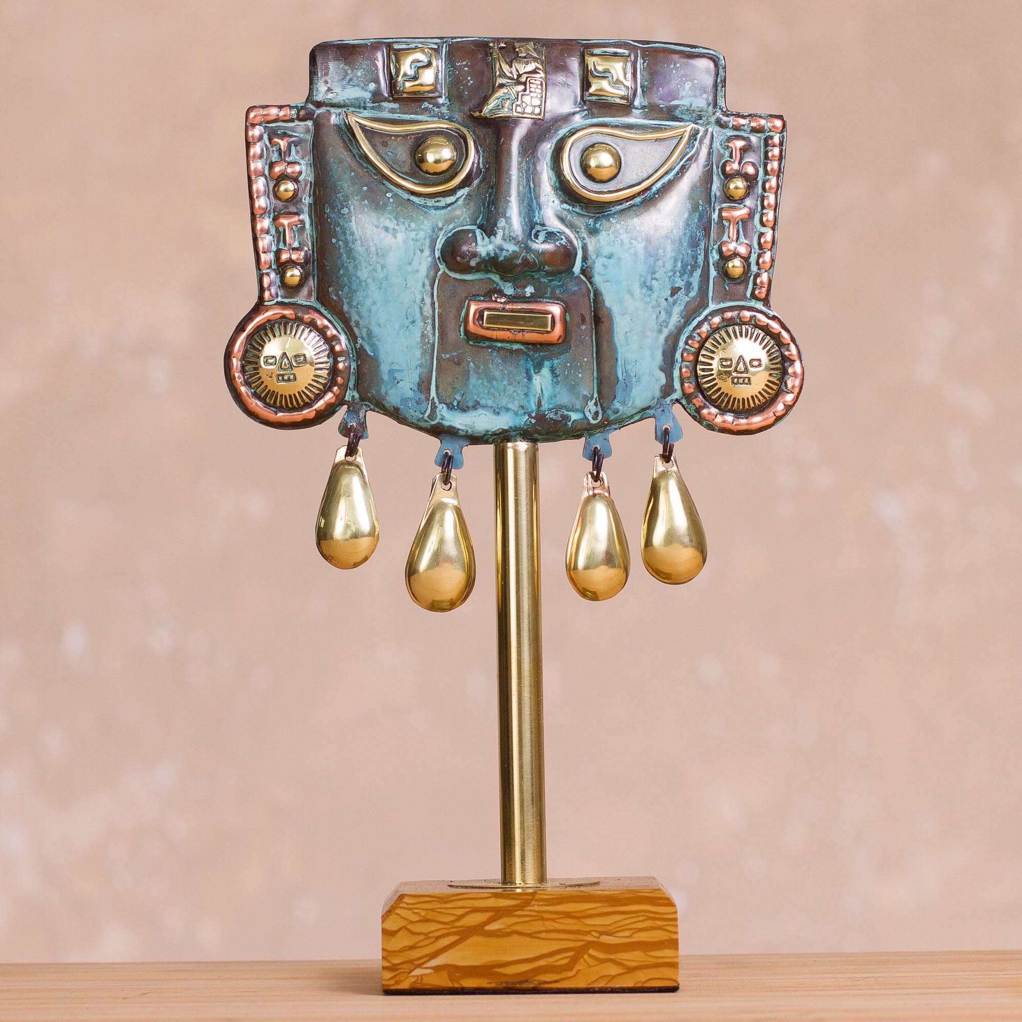 Premium Oxidized Copper Royal Funeral Mask Statuette