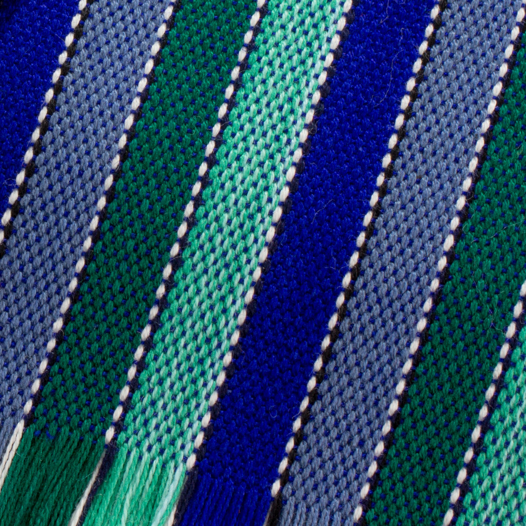 Premium Blue & Seafoam Striped Cotton Placemats Set of 6 - Handwoven in Guatemala