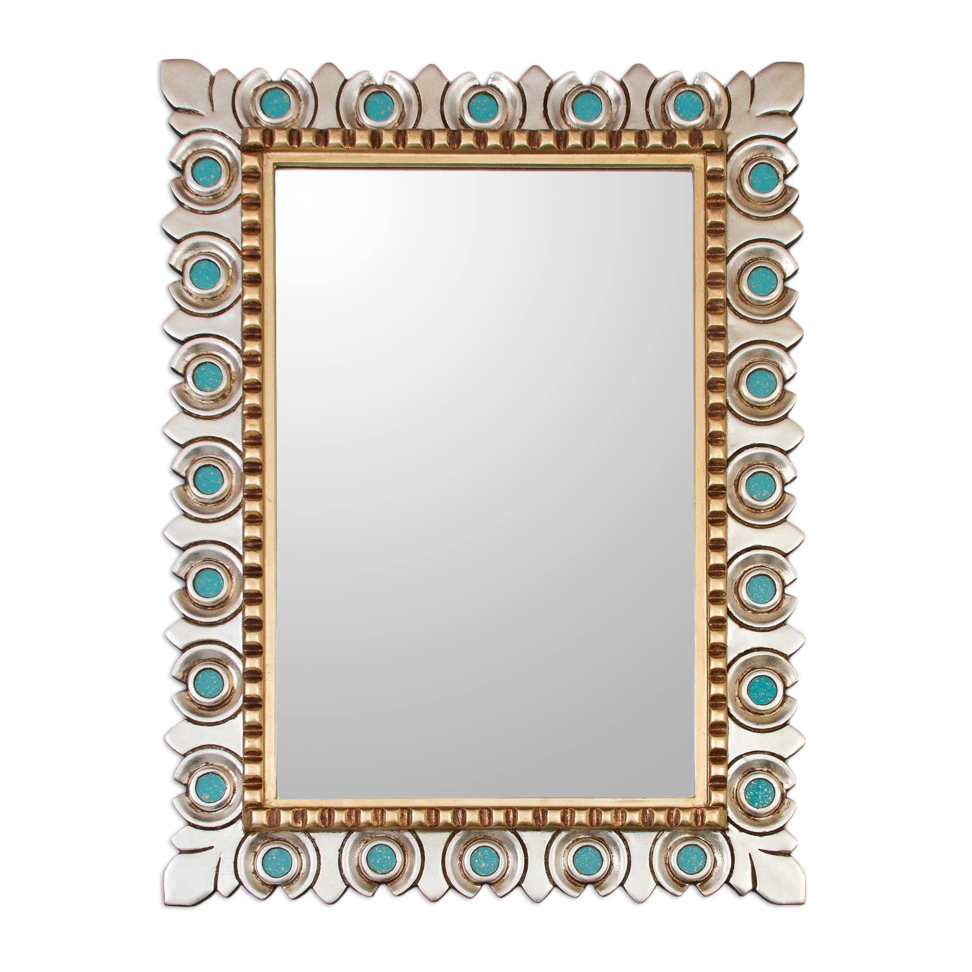 Premium Colonial Fleur de Lis Gilded Wood Wall Mirror - Handcrafted in Peru