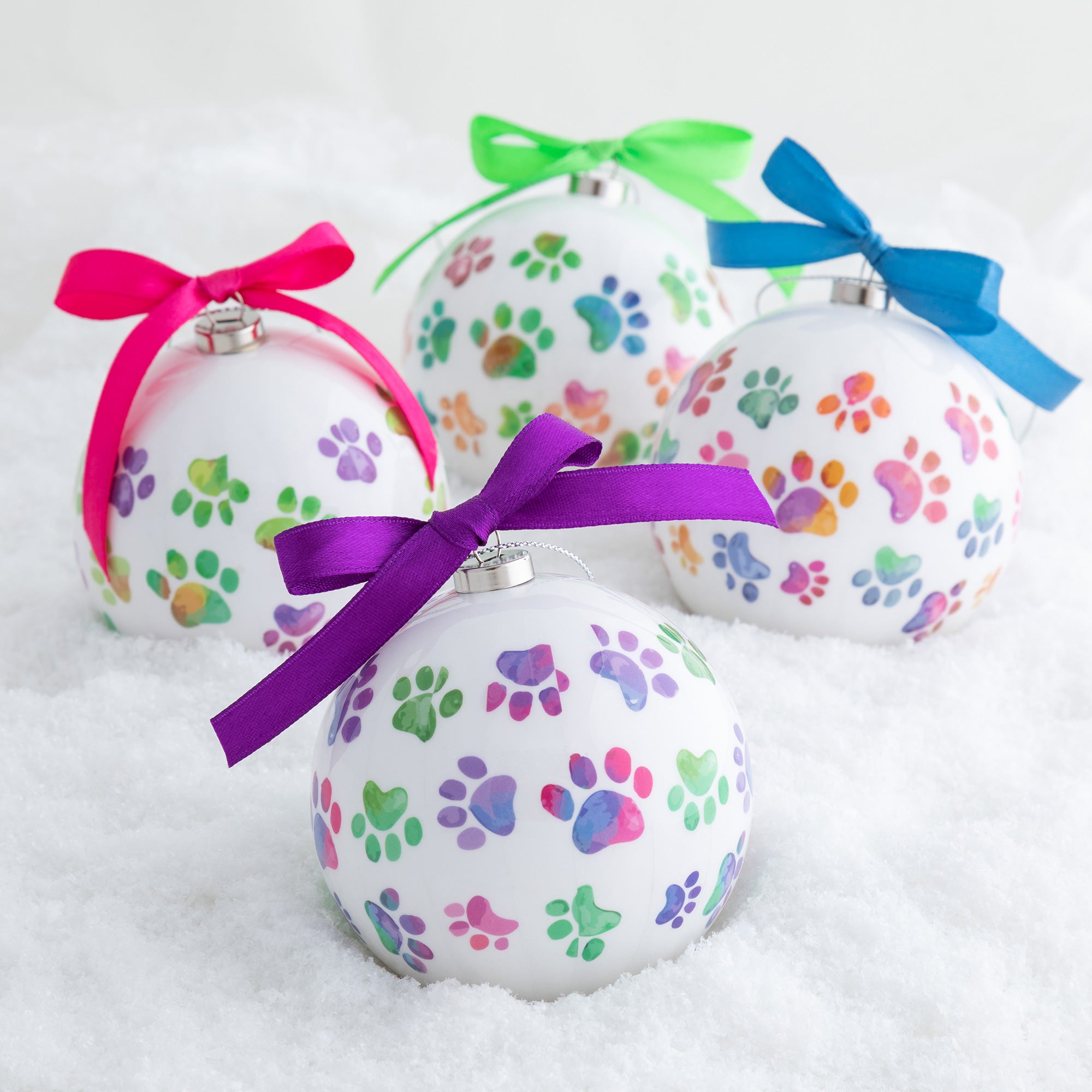 Premium Painted Paws Ornaments - Set of 4 for Animal Lovers