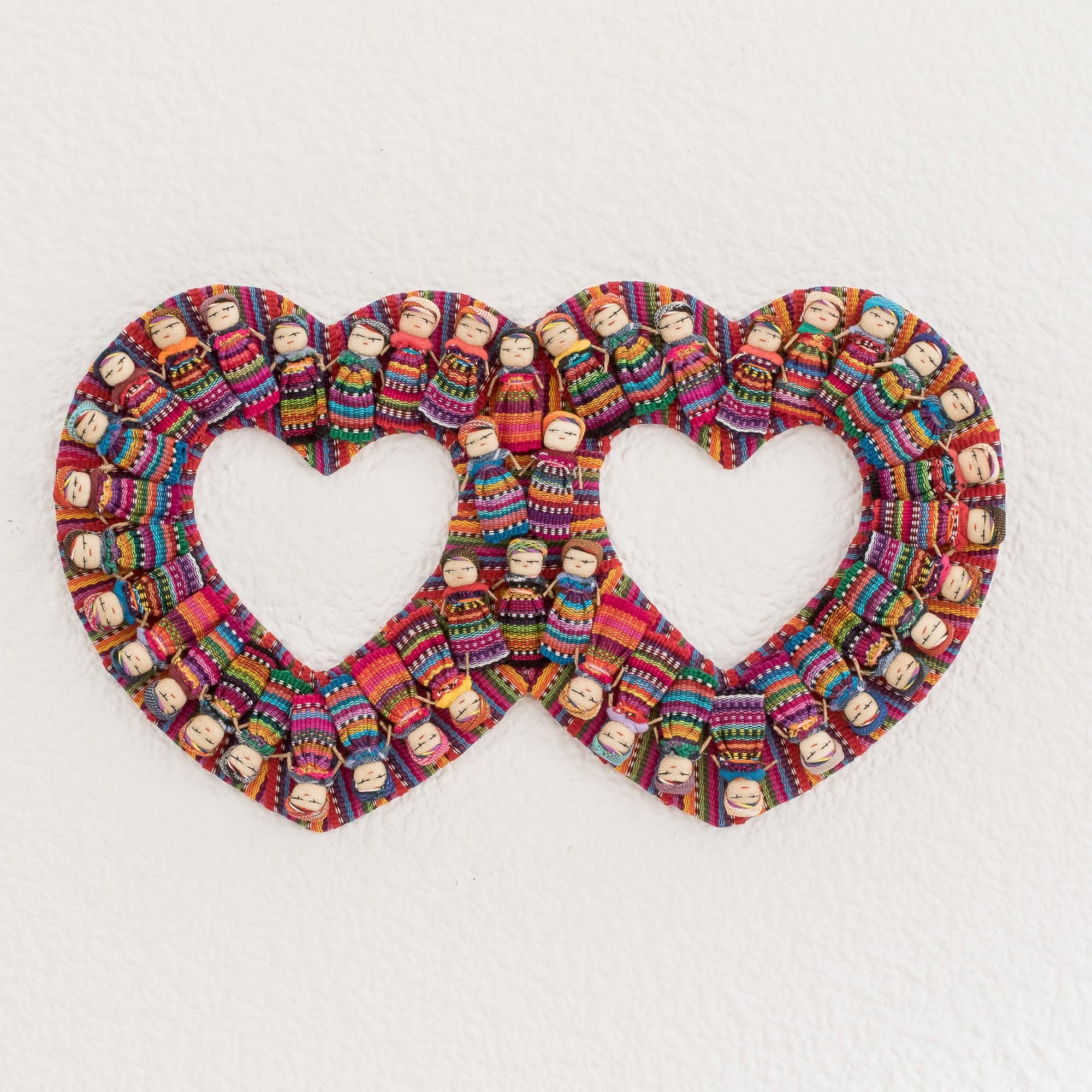 Premium Guatemalan Love Heart-Shaped Cotton Worry Doll Wall Art
