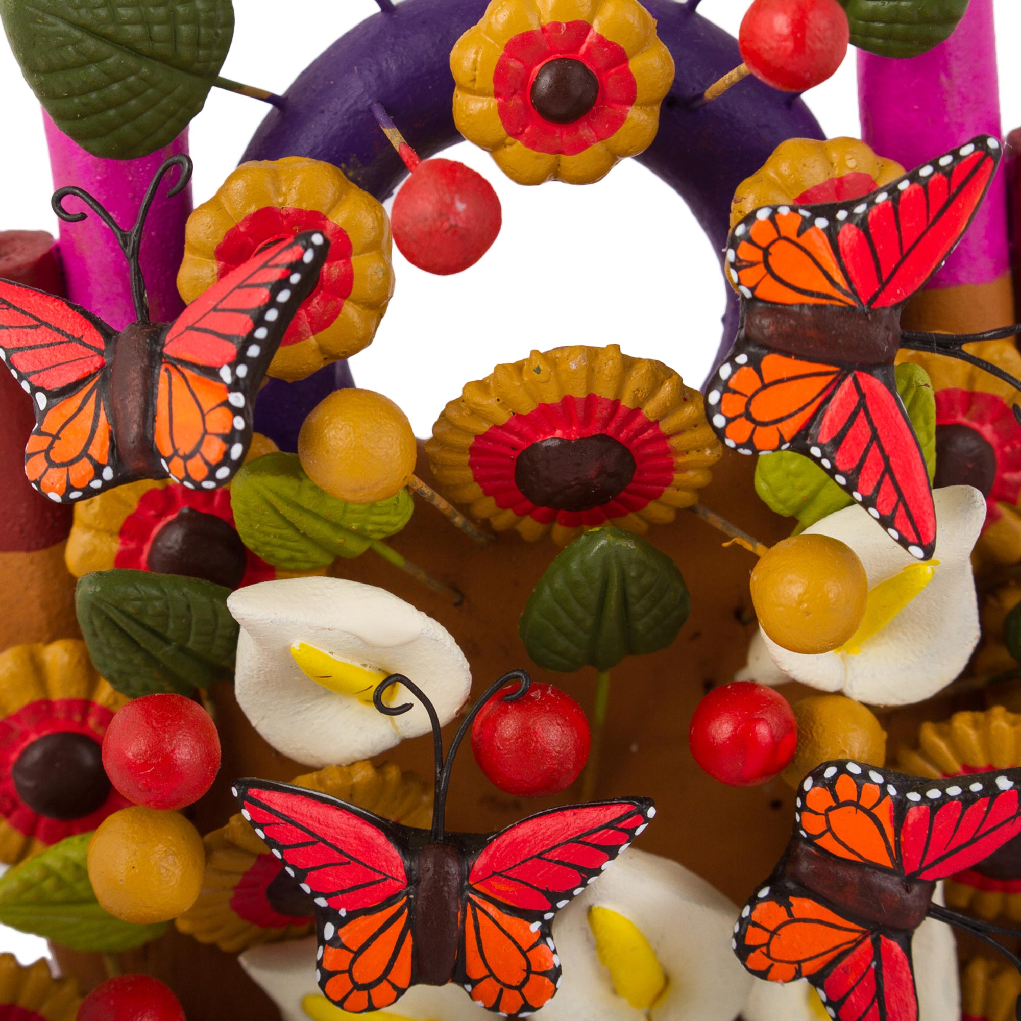Premium Hand-Painted Monarch Butterfly Ceramic Sculpture - Authentic Mexican Artistry