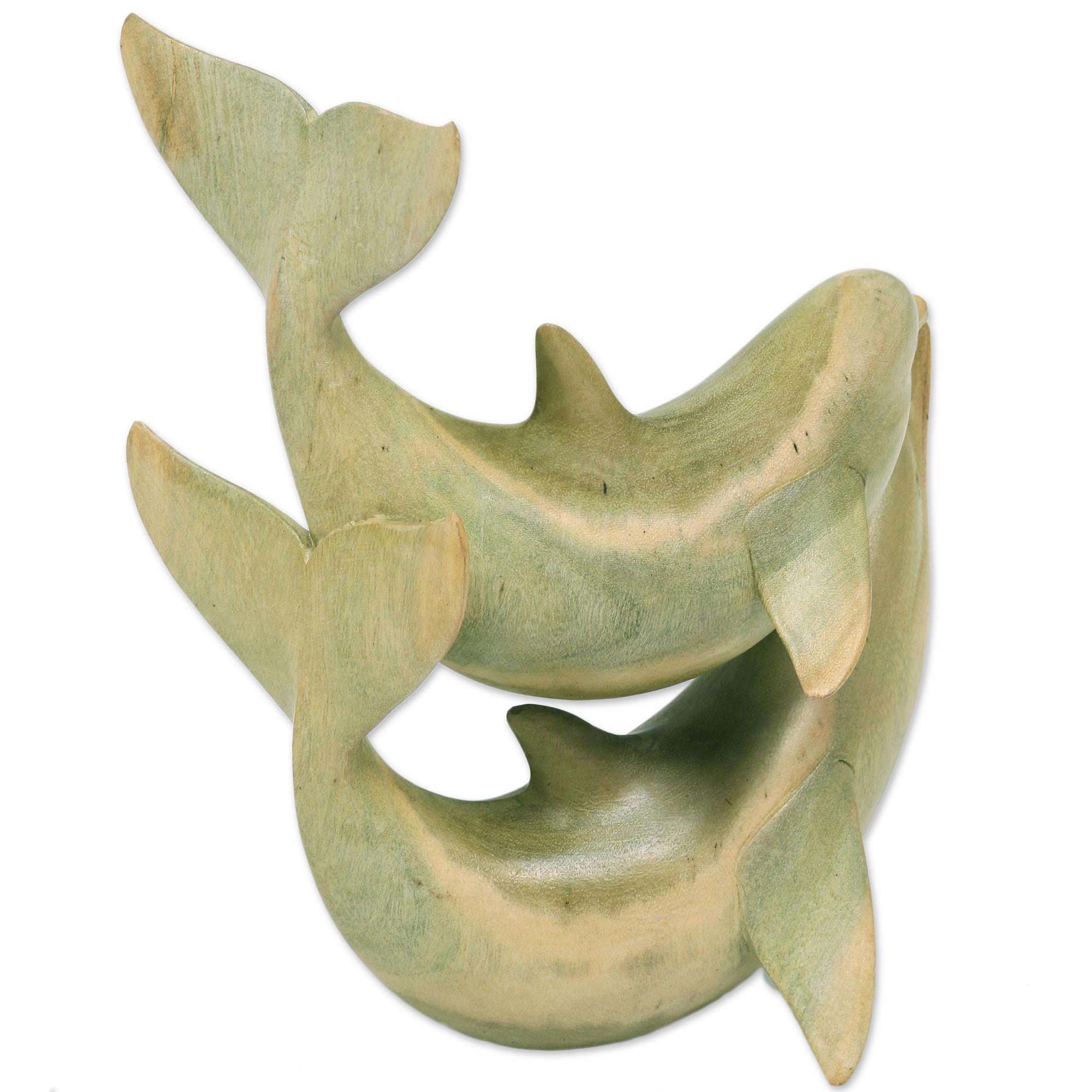 Premium Hand-Carved Balinese Dolphin Sculpture - Dolphins in Love