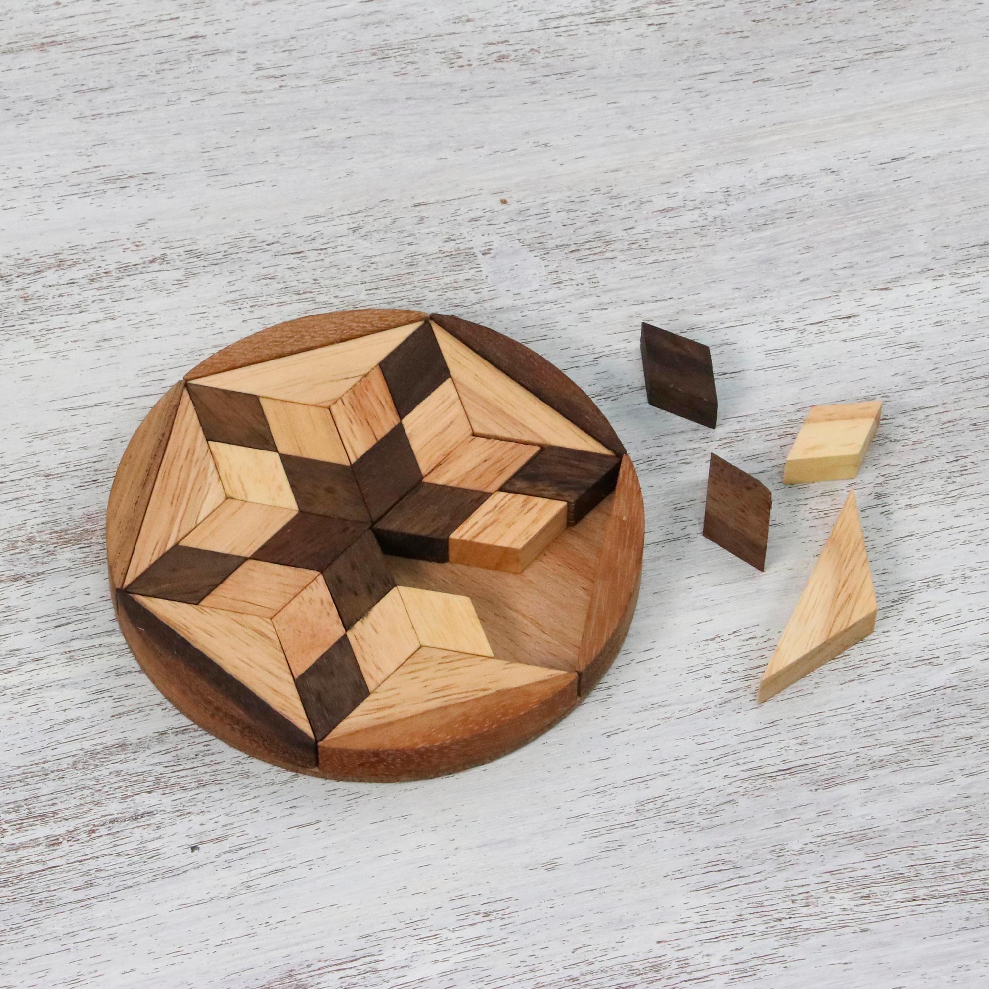 Premium Star of David Wooden Puzzle Game - Ultimate Brain Teaser from Thailand