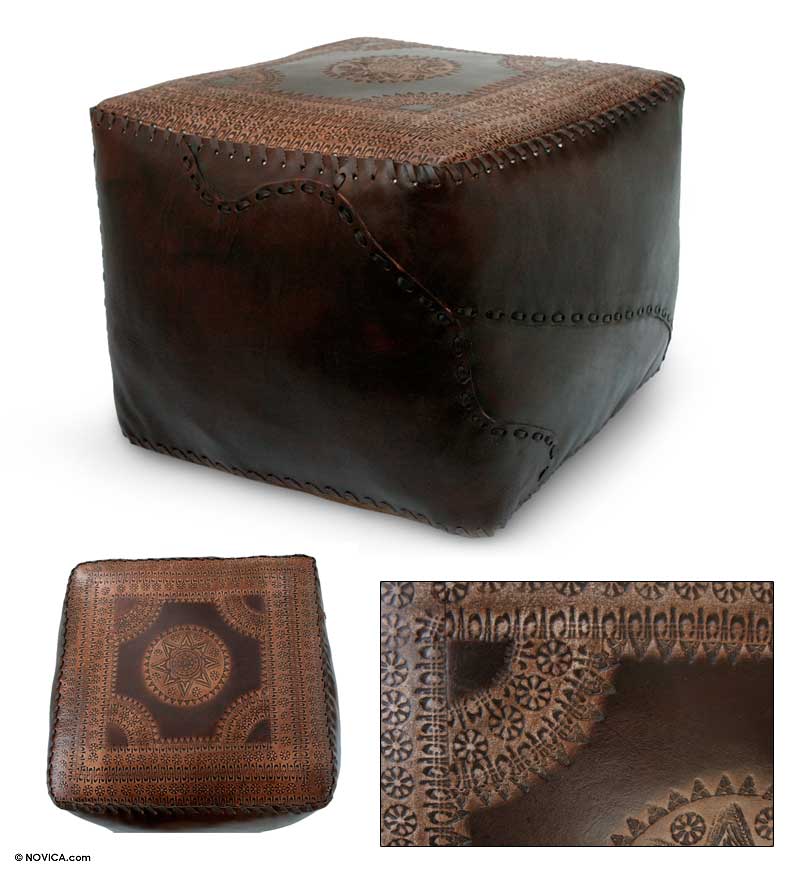 Premium Handcrafted Leather Ottoman – Contemporary Design from Brazil