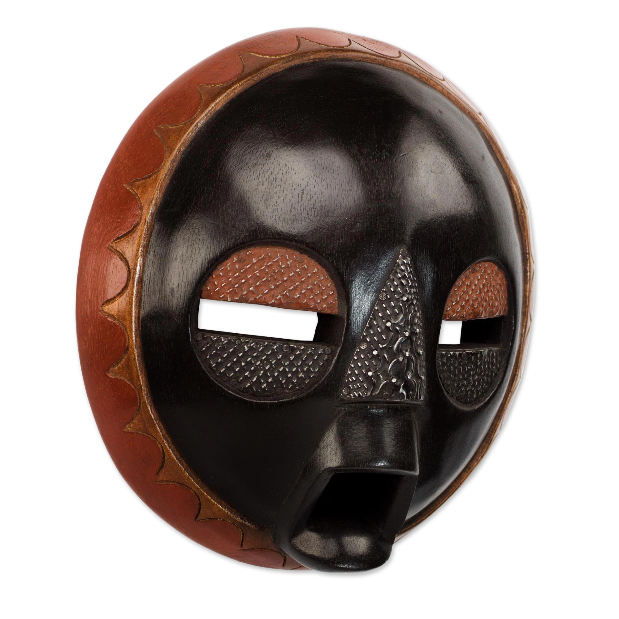 Premium Handcrafted Lolonyo African Wall Mask - Black Sese Wood Art from Ghana