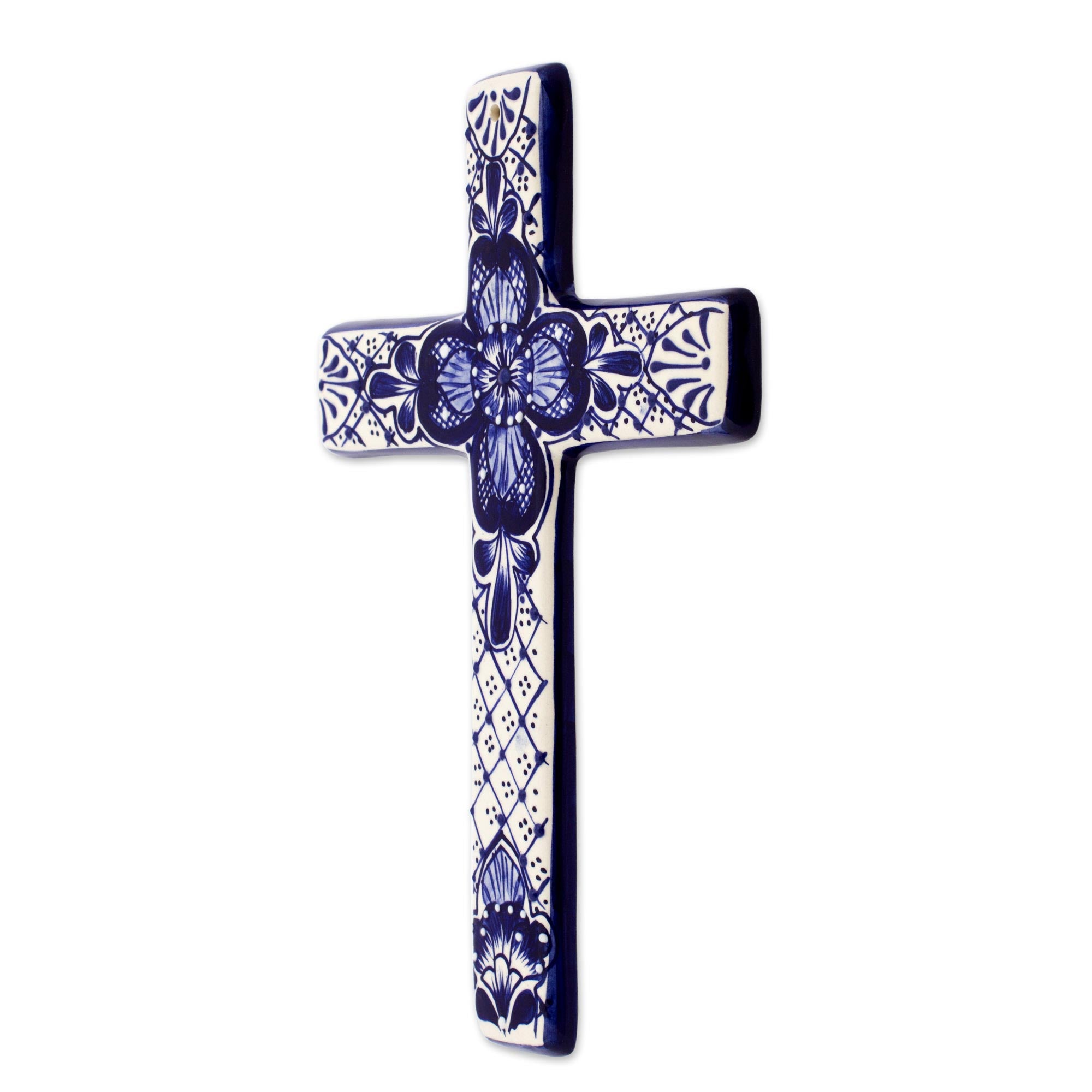 Premium Talavera Ceramic Wall Cross - Handcrafted Mexican Artisan Design