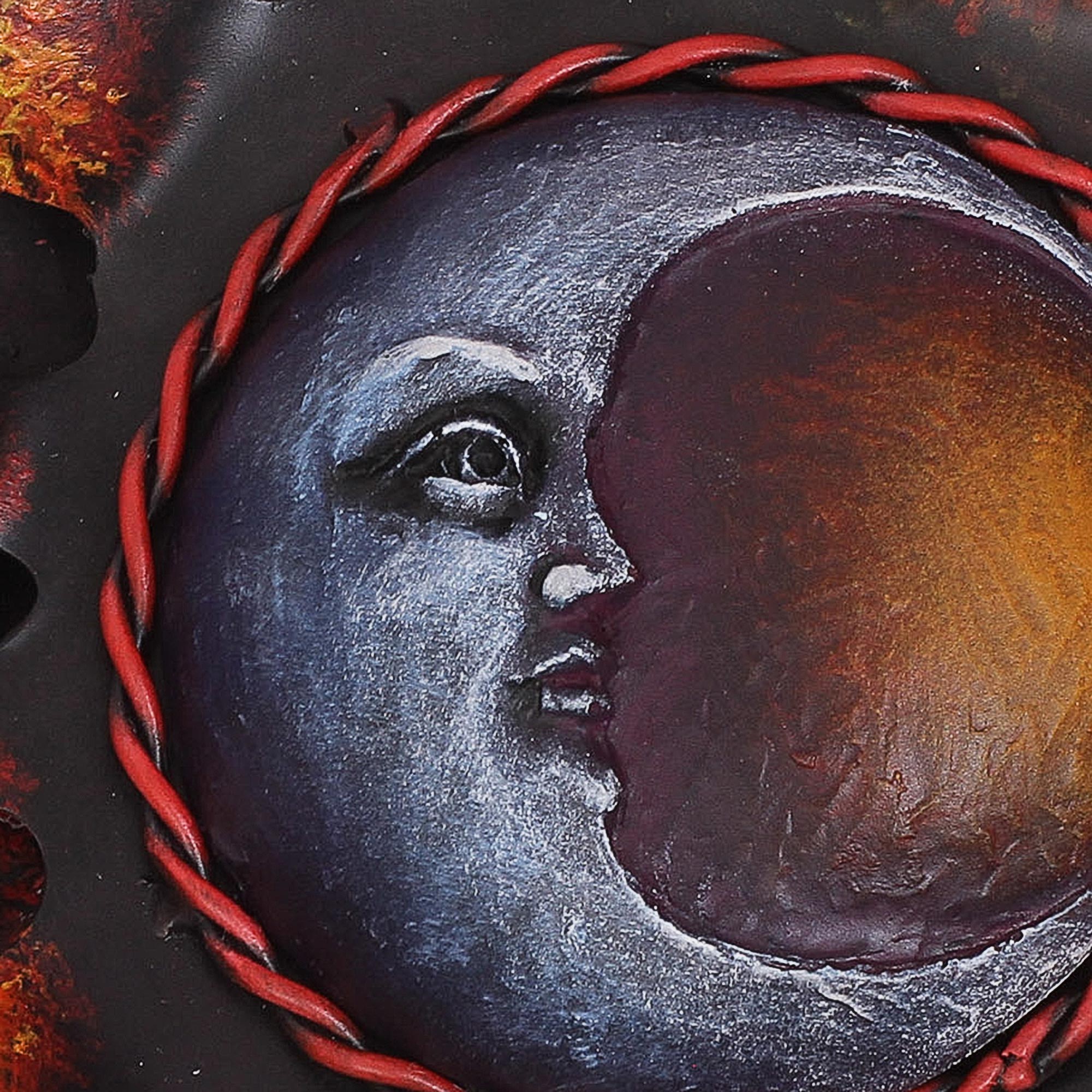 Premium Red Crescent Moon Steel Wall Sculpture | Handcrafted in Mexico