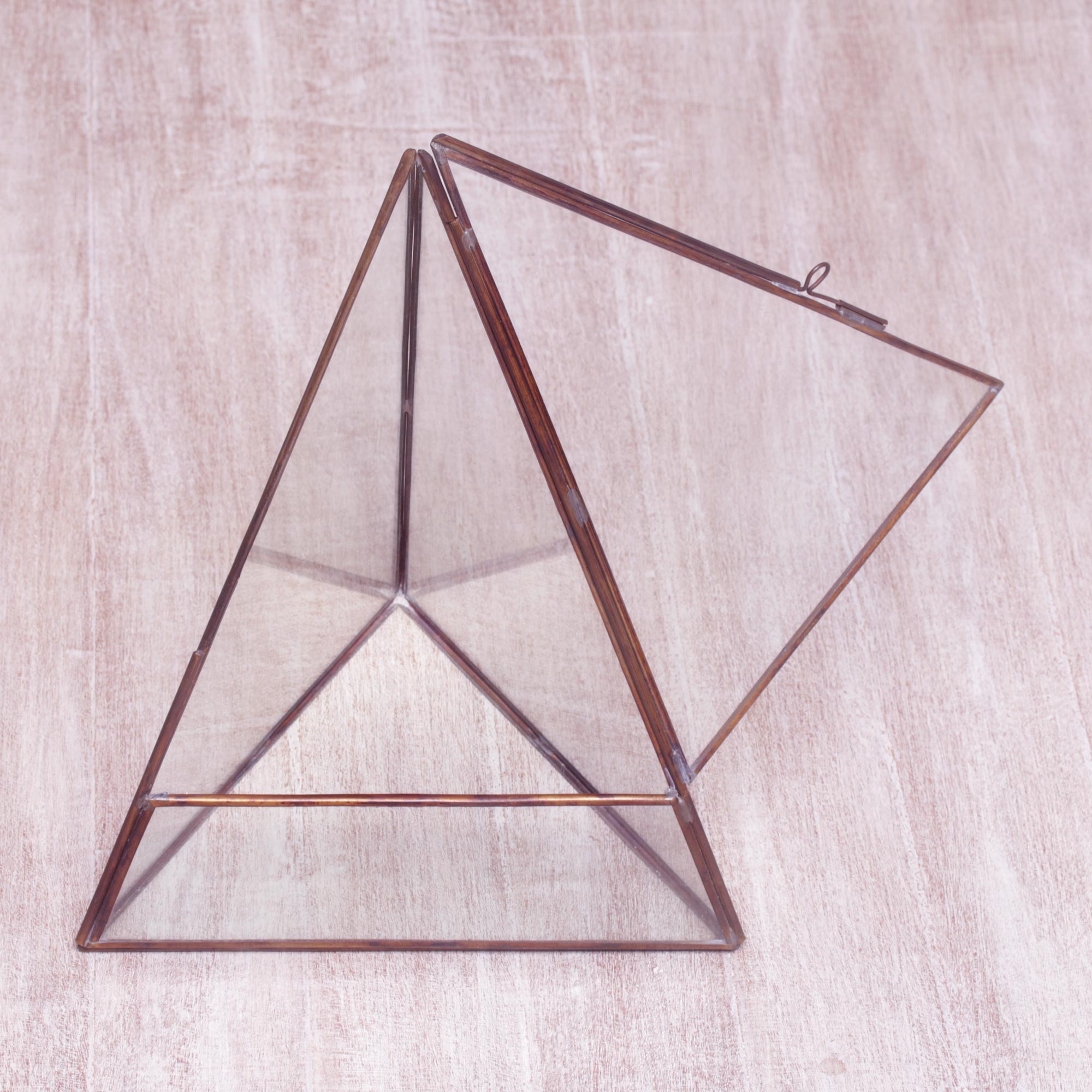 Premium Handmade Javanese Glass & Brass Pyramid Terrarium