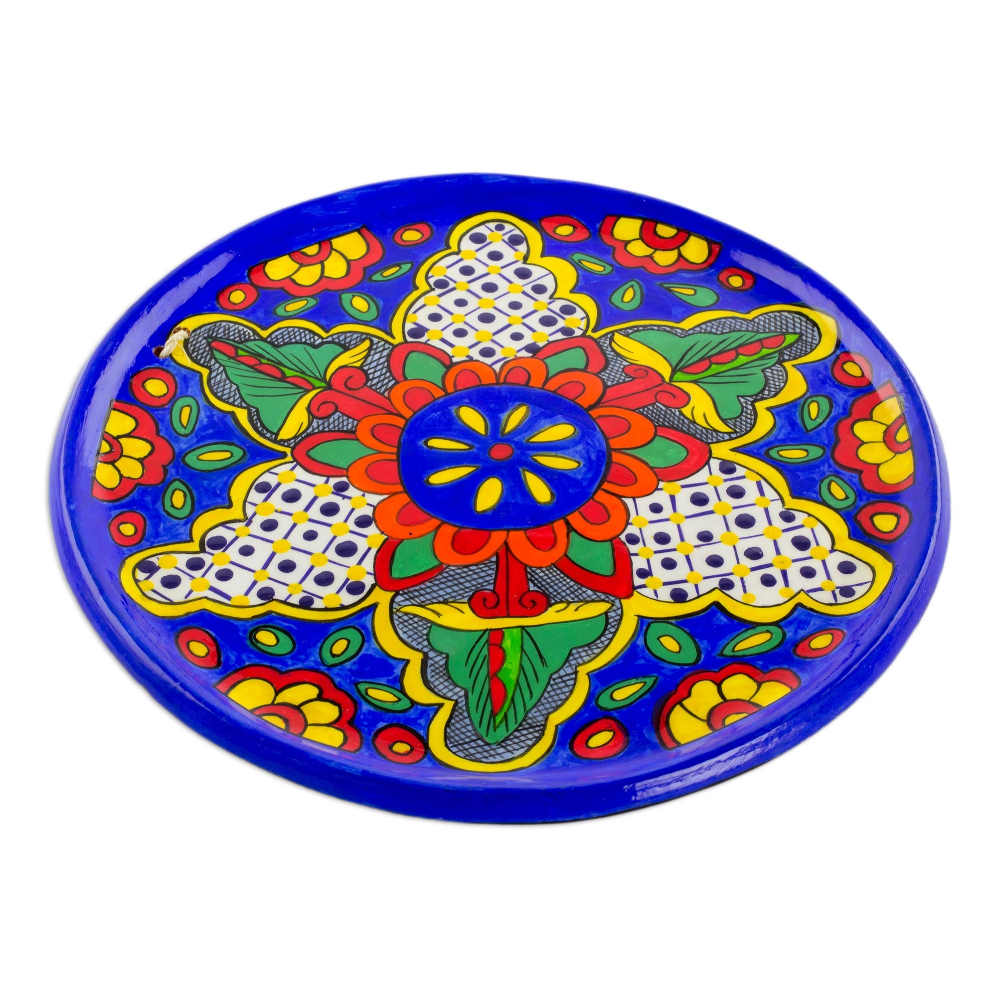 Premium Hand-Painted Floral Ceramic Decorative Plate from Guatemala