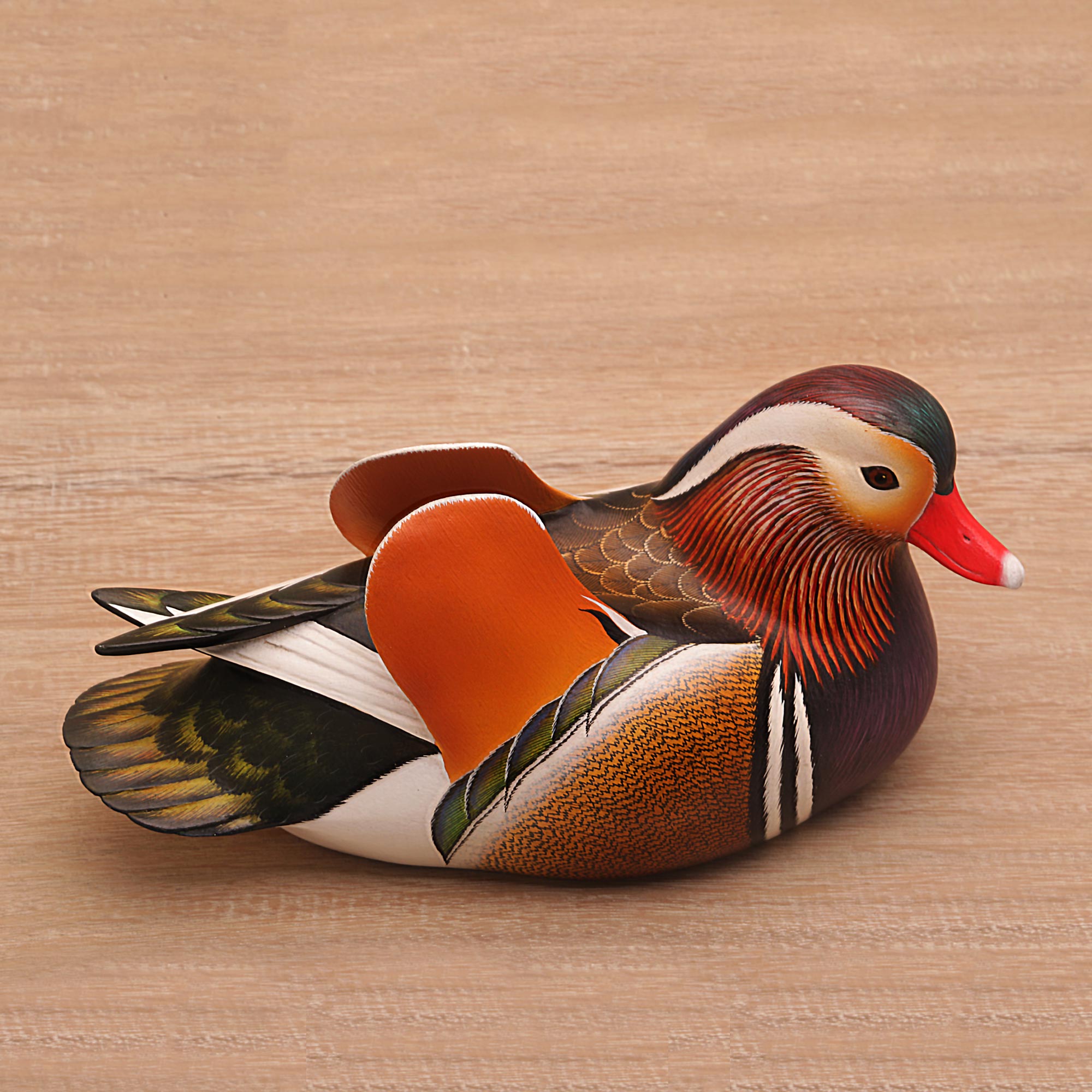 Premium Hand-Carved Mandarin Duck Wood Sculpture | Ultimate Home Decor