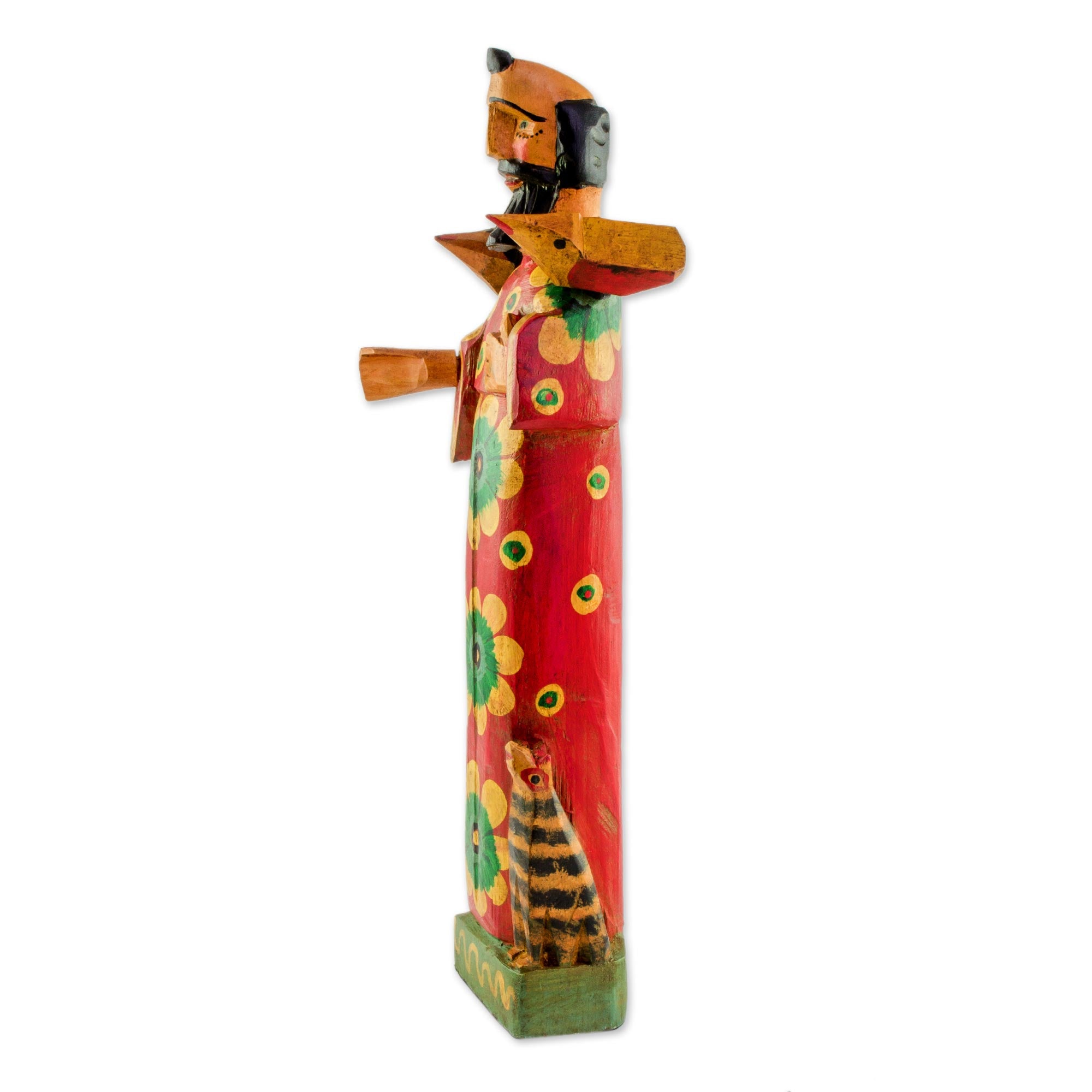 Premium Hand-Painted Saint Francis Sculpture - Rustic Pinewood Art Piece