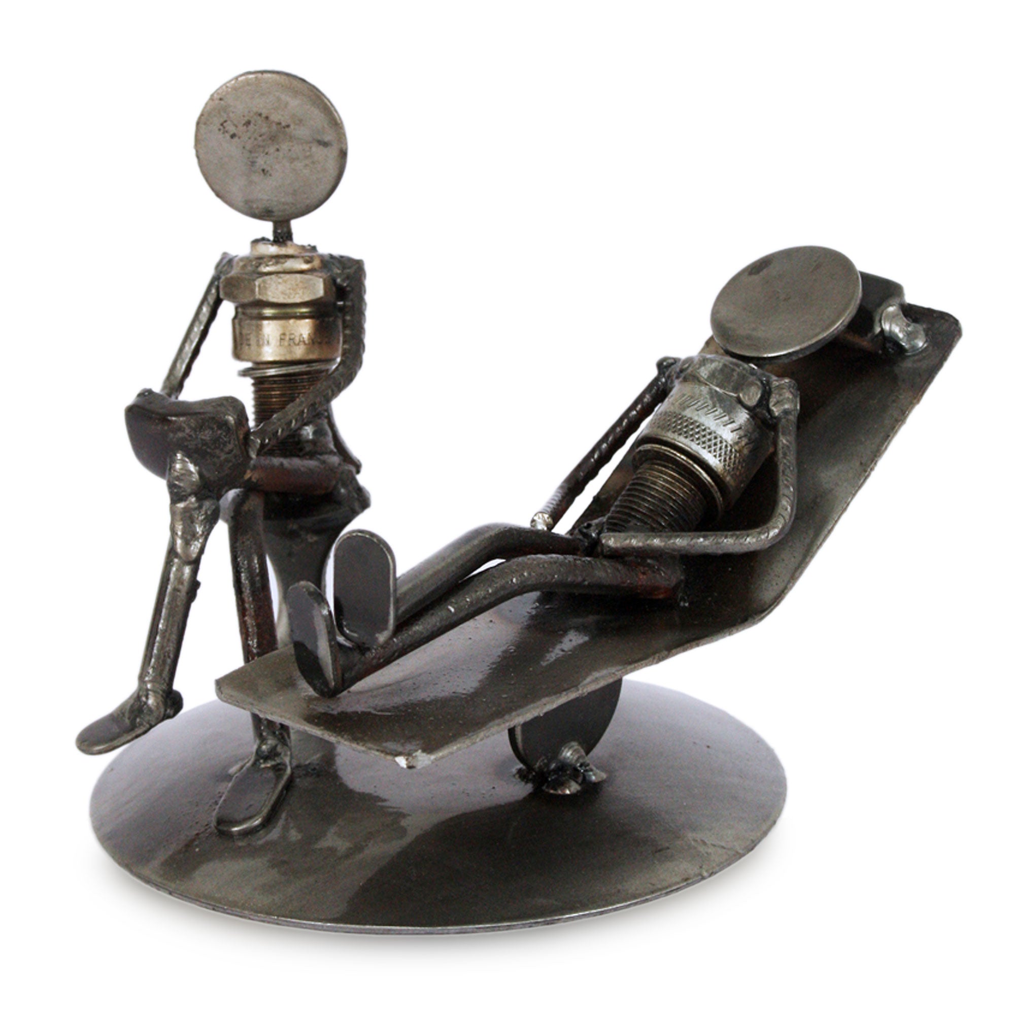 Premium Rustic Therapist Iron Sculpture - Handcrafted Art Piece