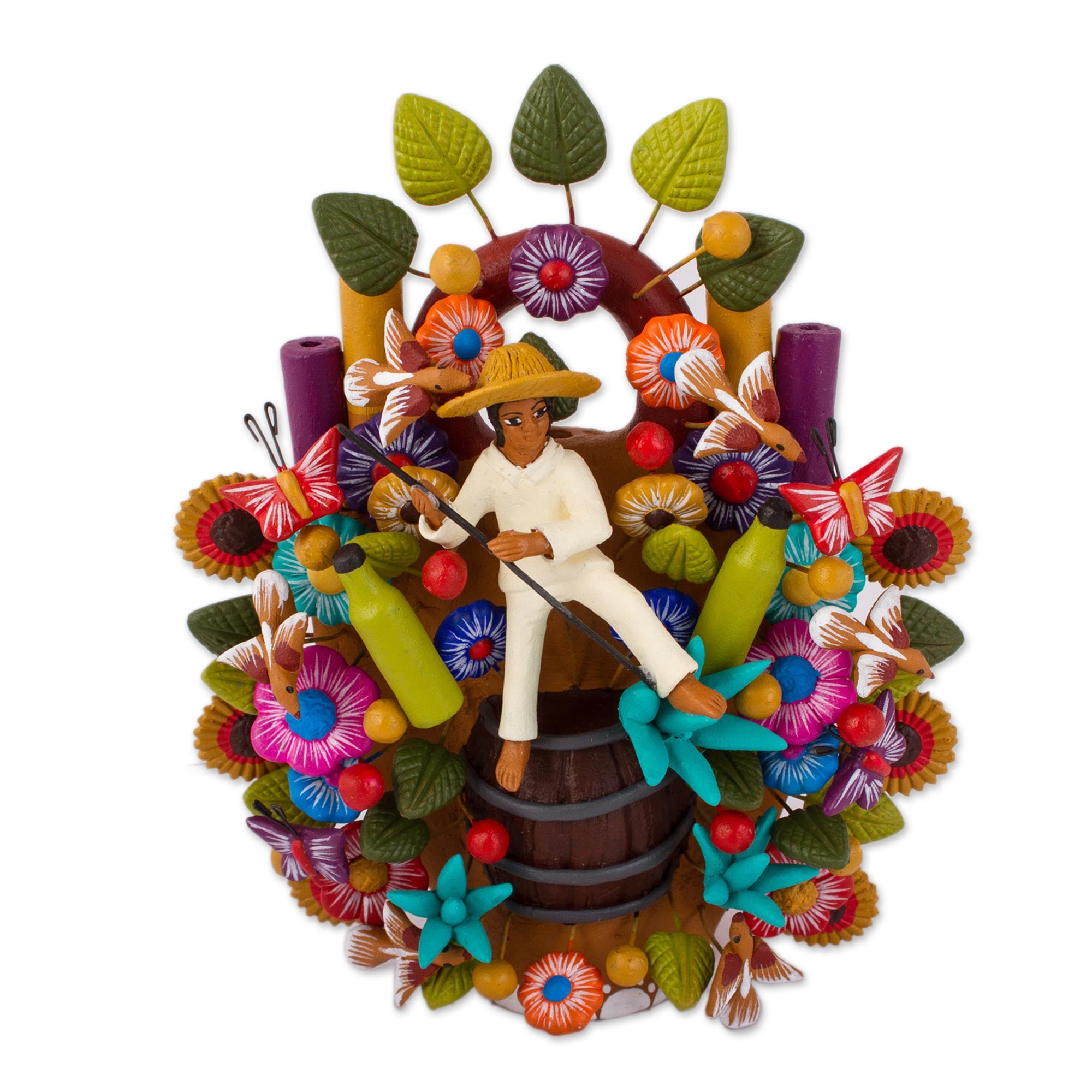 Premium Hand-Painted Agave & Tequila Ceramic Sculpture – Mexican Artisan Craft