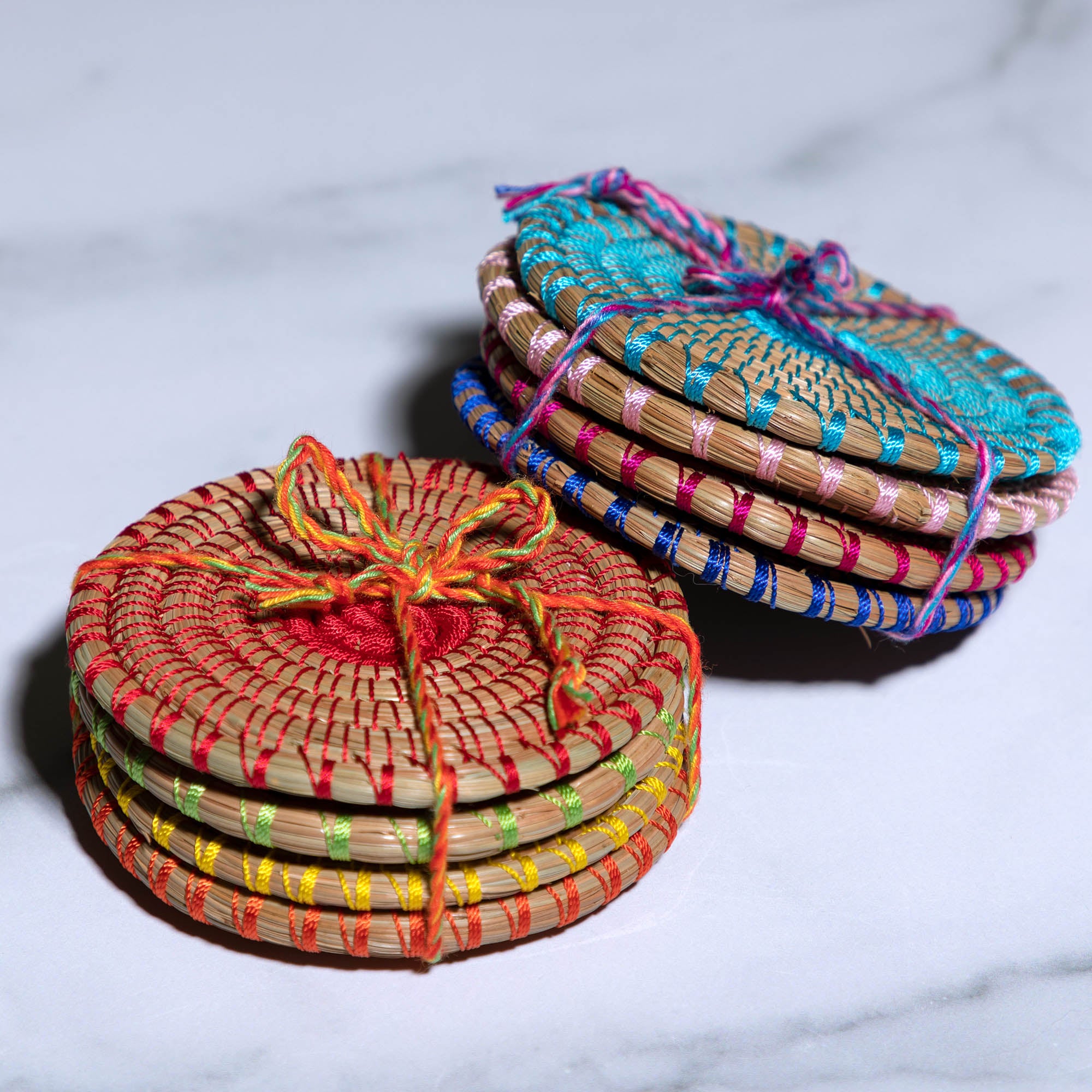 Premium Handmade Pine Needle Coasters - Set of 4 | Eco-Friendly Table Decor