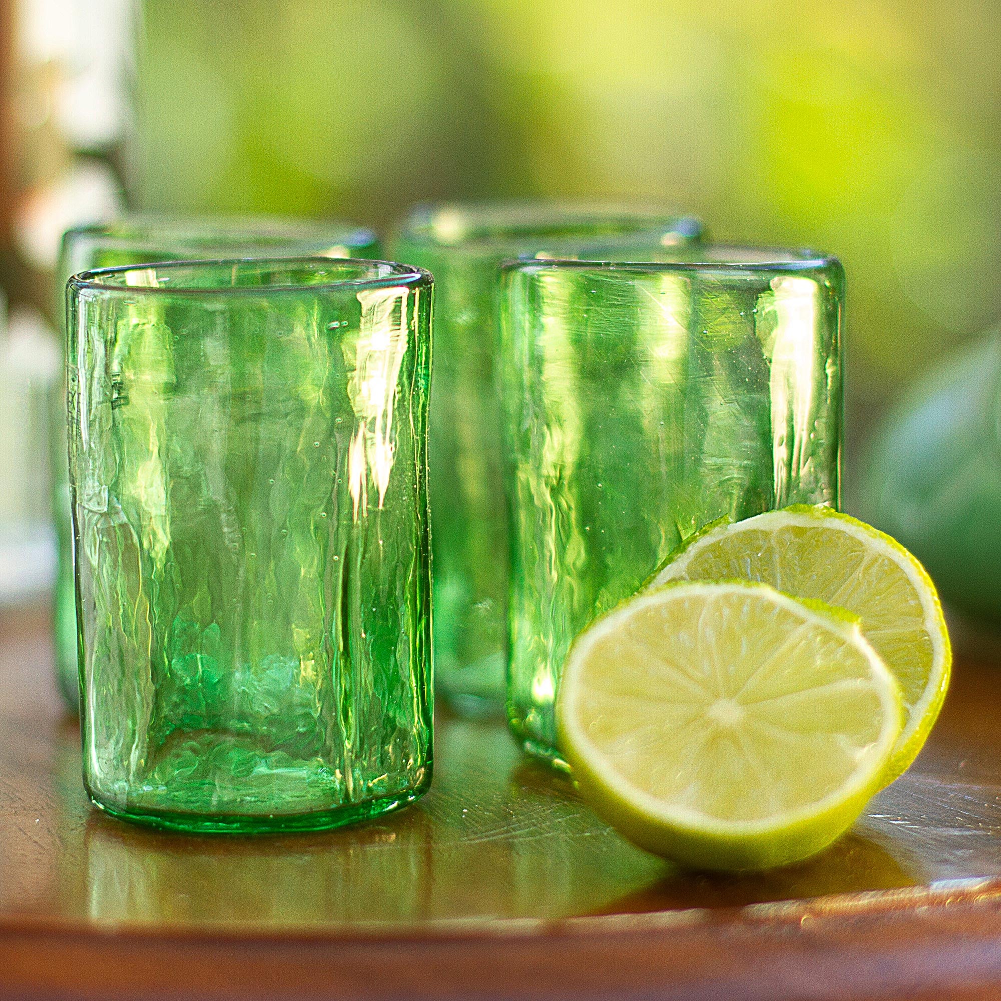 Premium Green Mist Set of 4 Handcrafted Artisan Glass Tumblers - Upgrade Your Drinkware