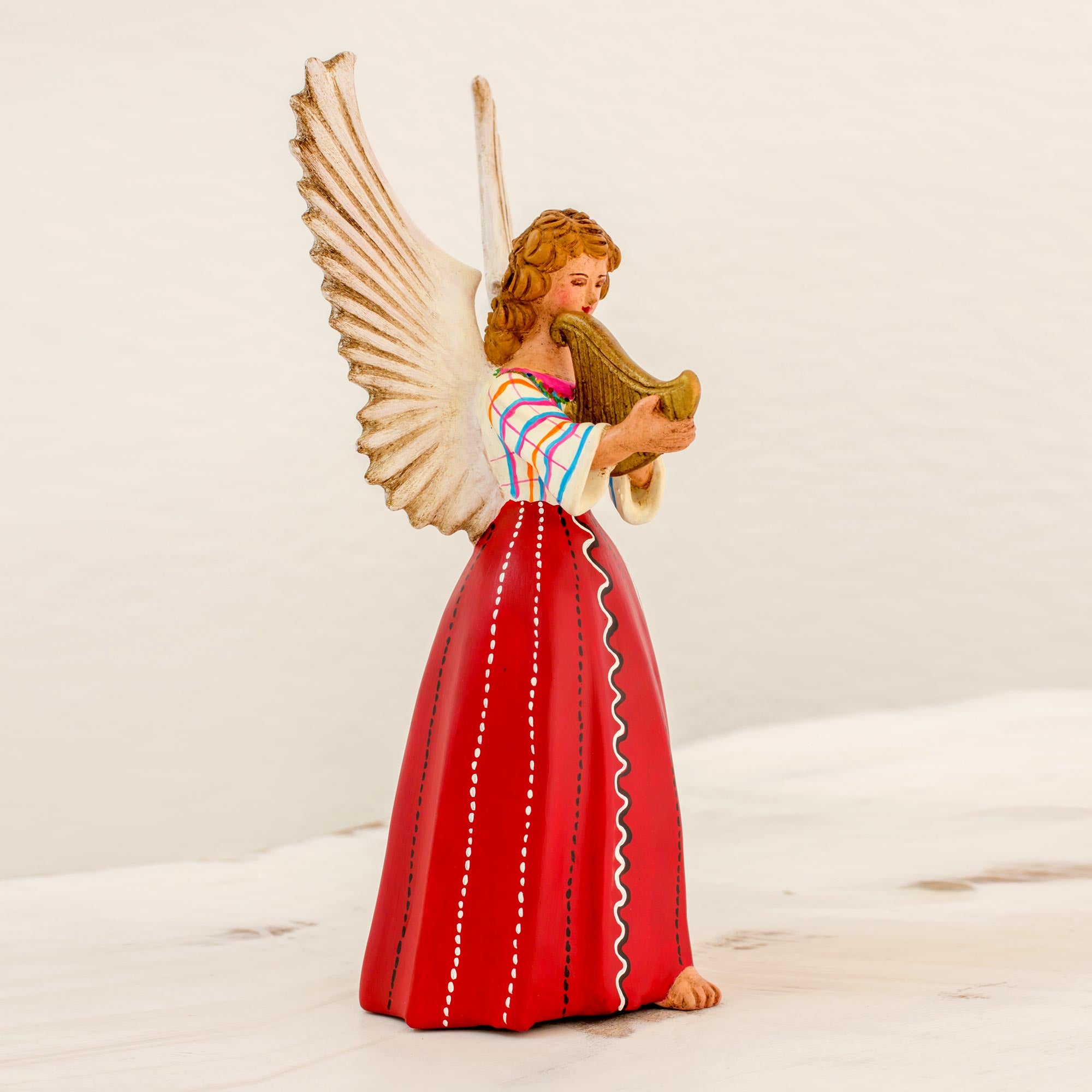 Premium Handcrafted Angel Sculpture from Santiago Atitlan – 11 Inch Ceramic Art Piece