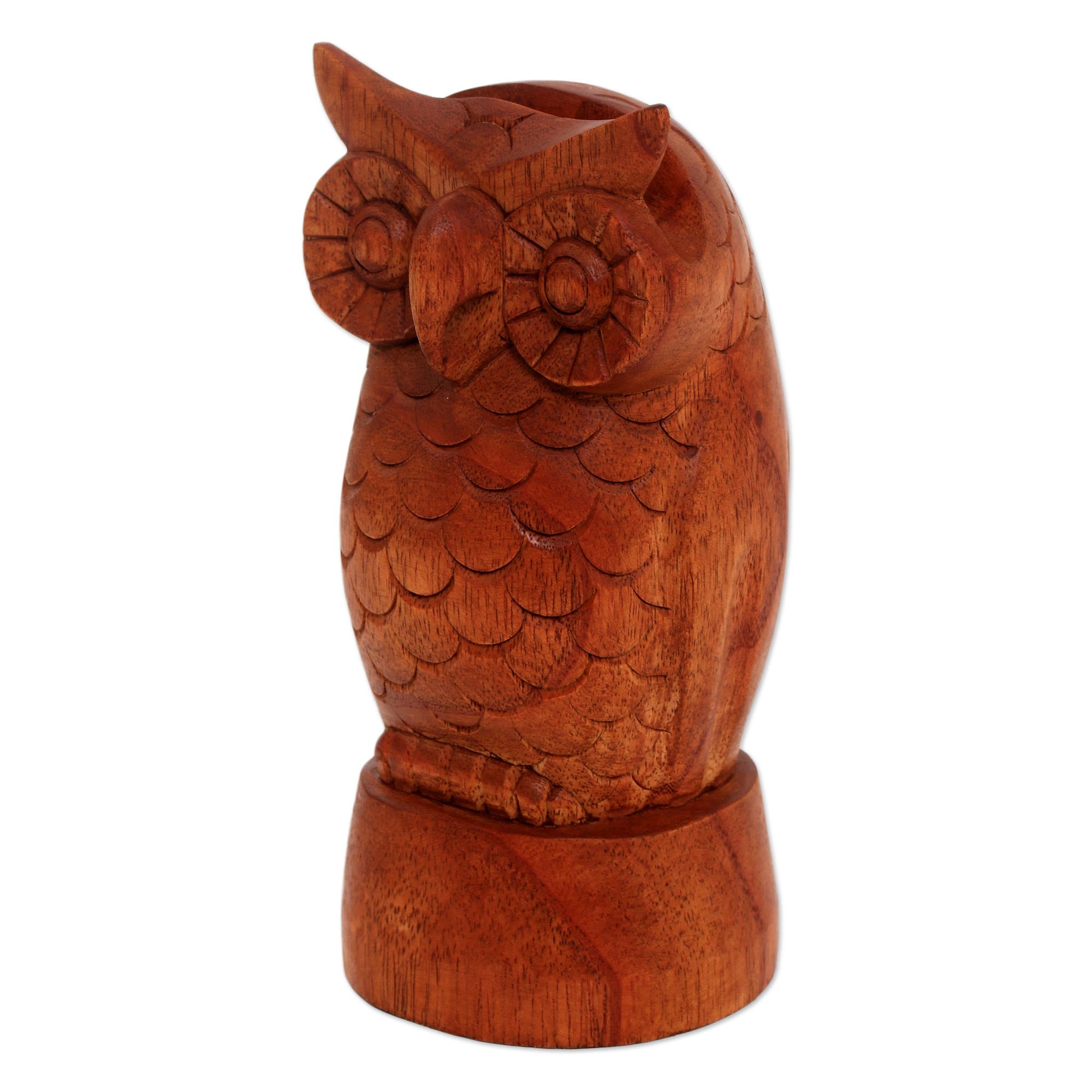 Premium Wise Owl Eyeglasses Holder - Handcrafted Jempinis Wood from Bali
