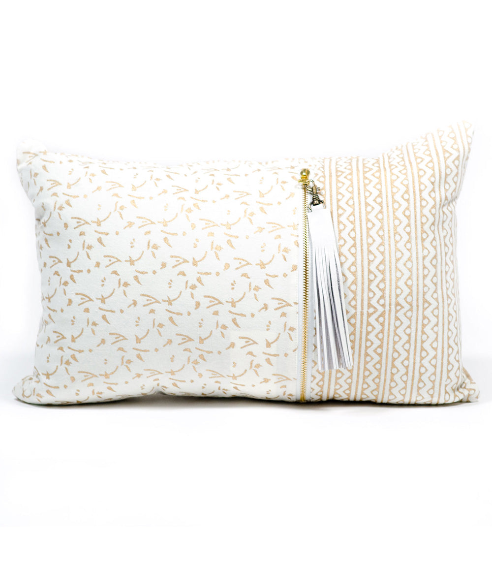 Premium Long Metallic Block Print Pillow - Ultimate Boho Chic Decor