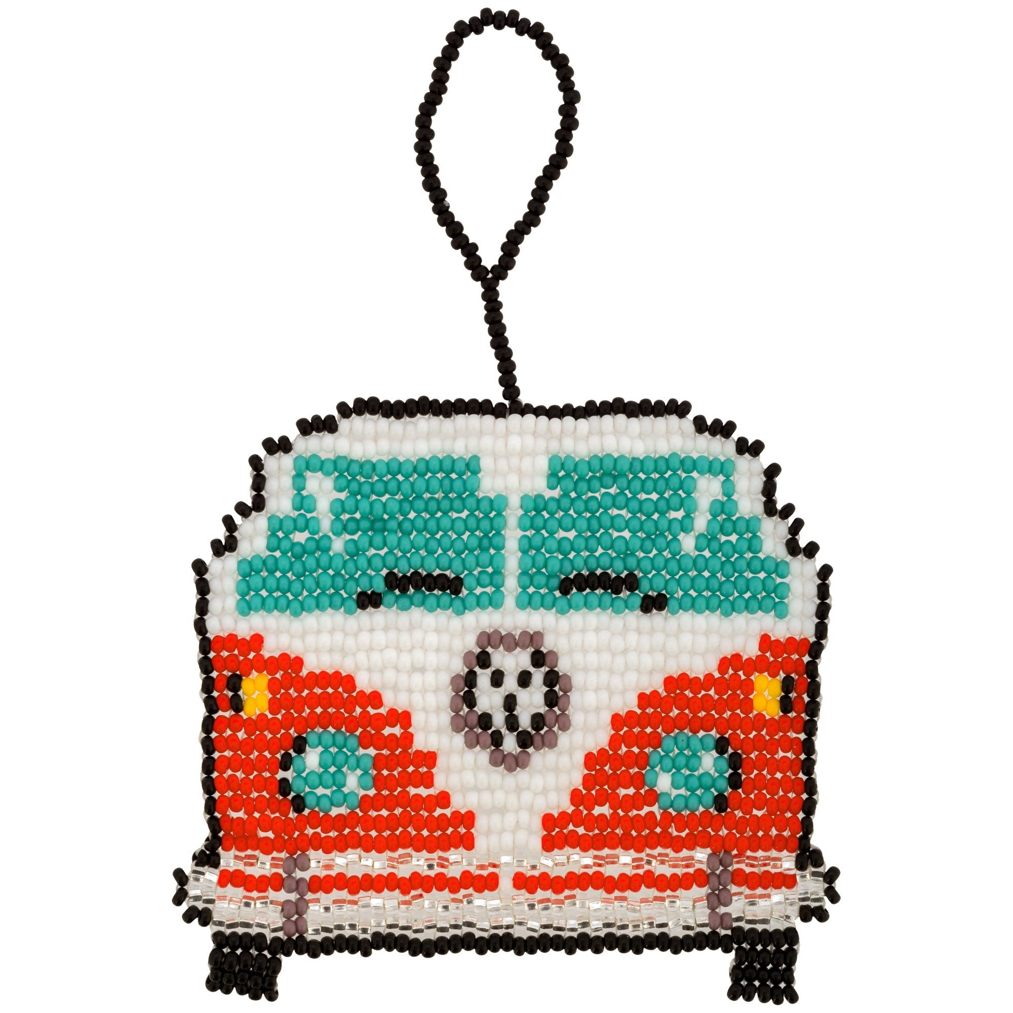 Premium Hippie Van Beaded Ornament - Retro Style