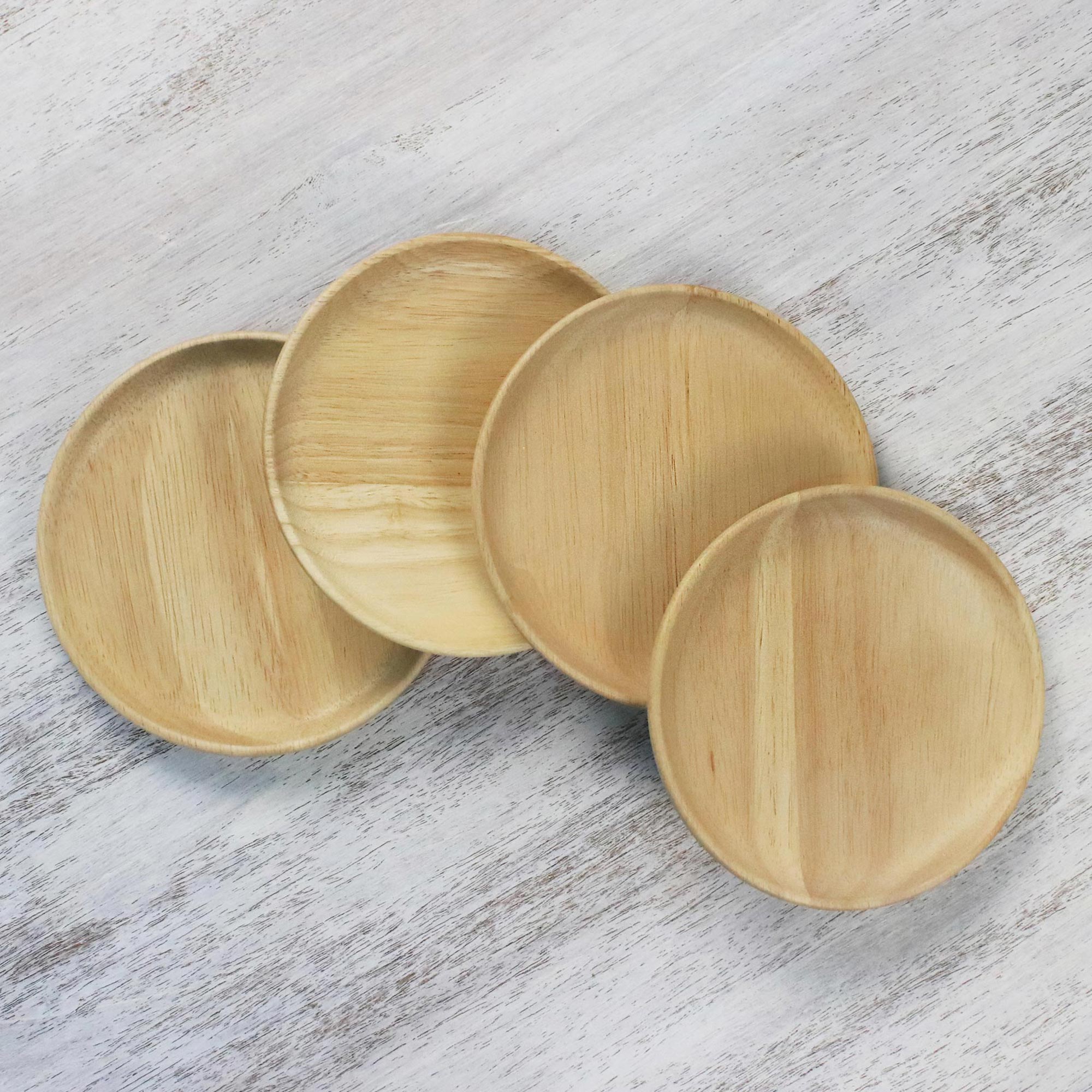 Premium Rubberwood Dessert Plates - Handcrafted in Thailand