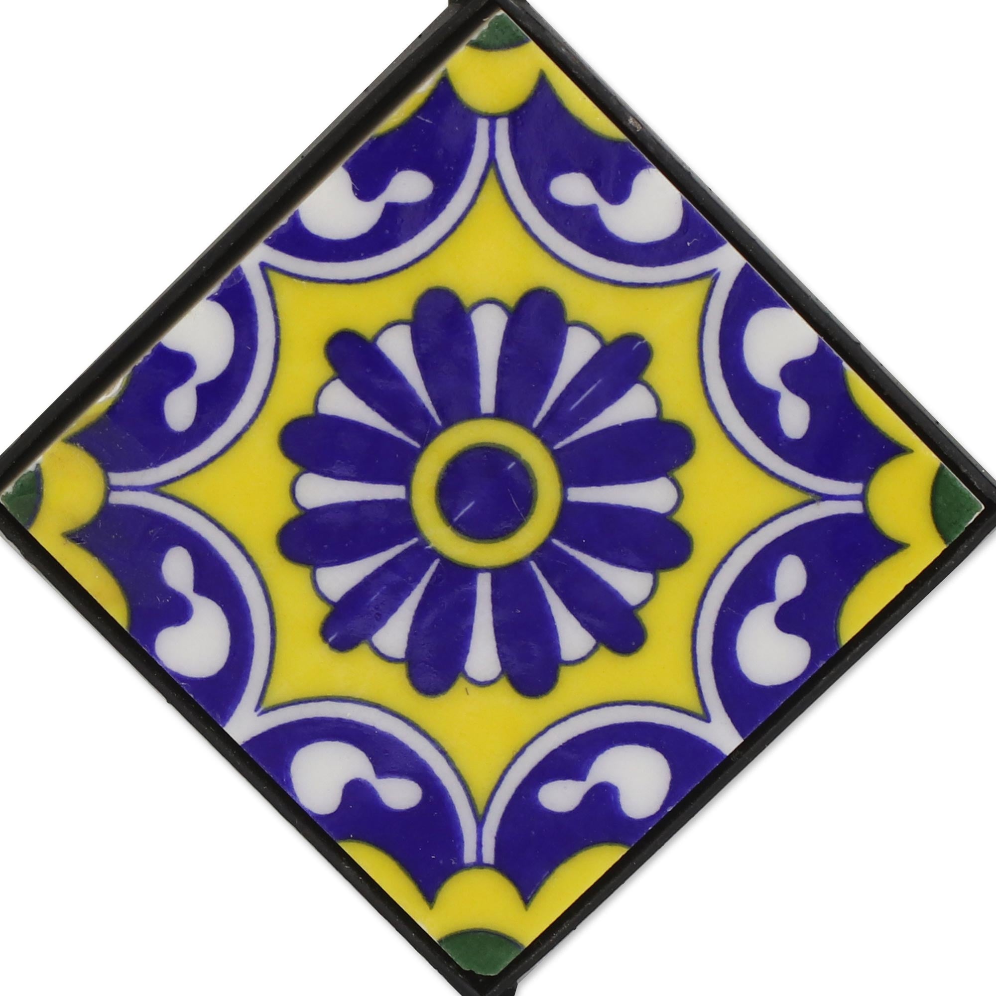 Premium Royal Blossoms Hand-Painted Ceramic Coat Rack | Yellow Floral Design
