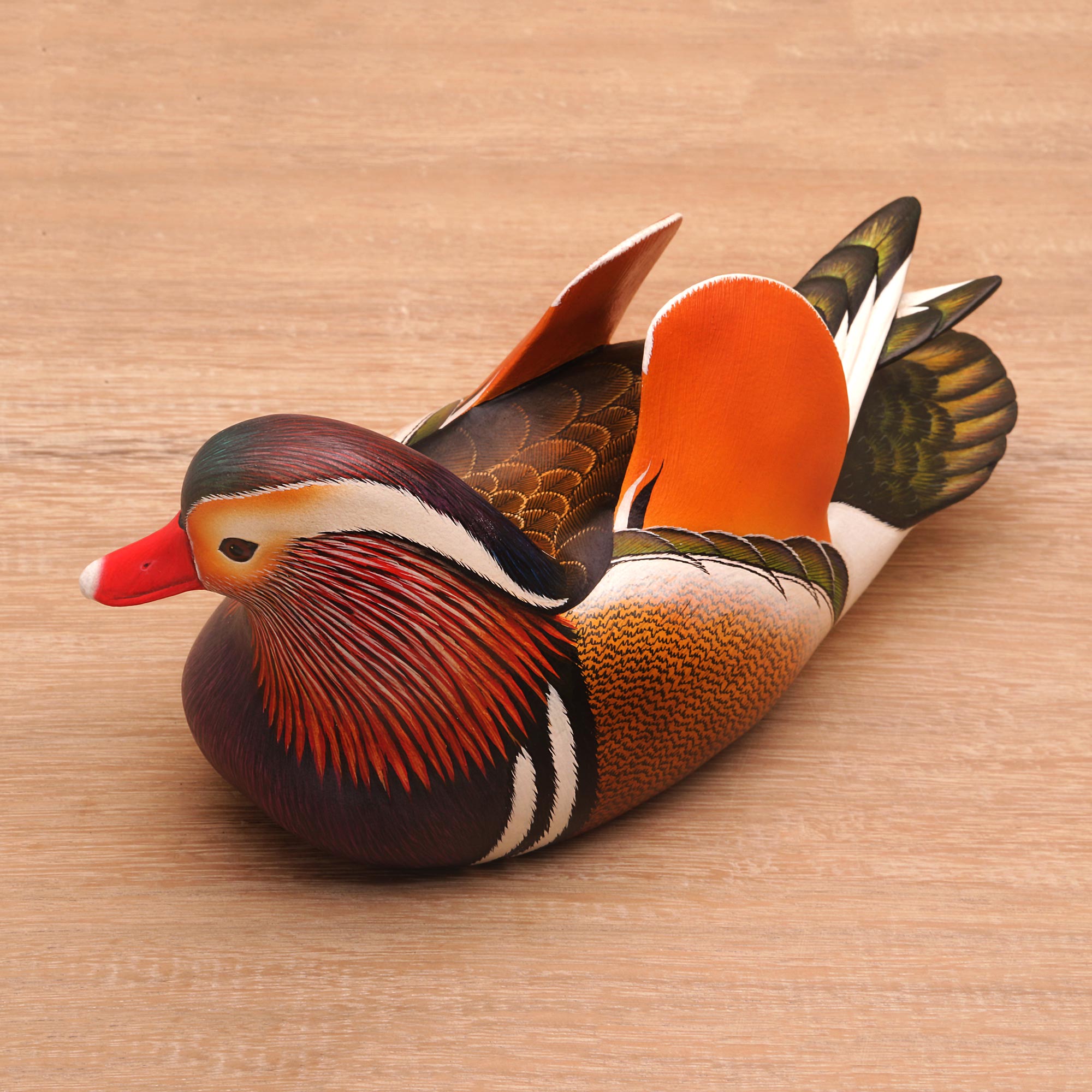 Premium Hand-Carved Mandarin Duck Wood Sculpture | Ultimate Home Decor