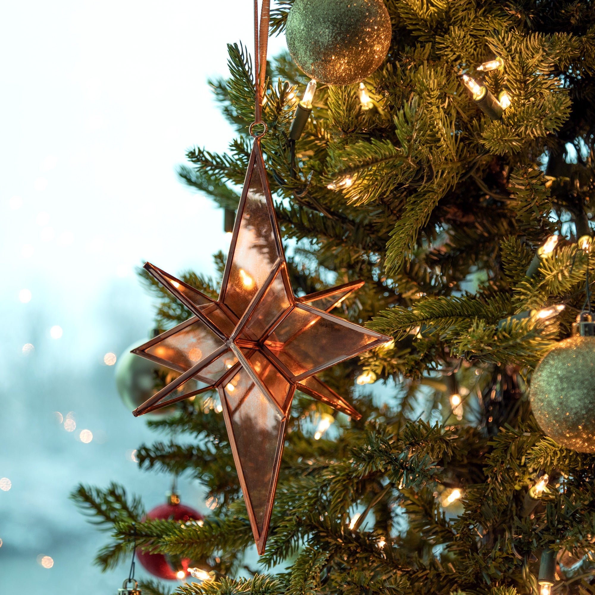 Premium Handcrafted Moravian Star Ornament | Fair Trade Stained Glass Decor