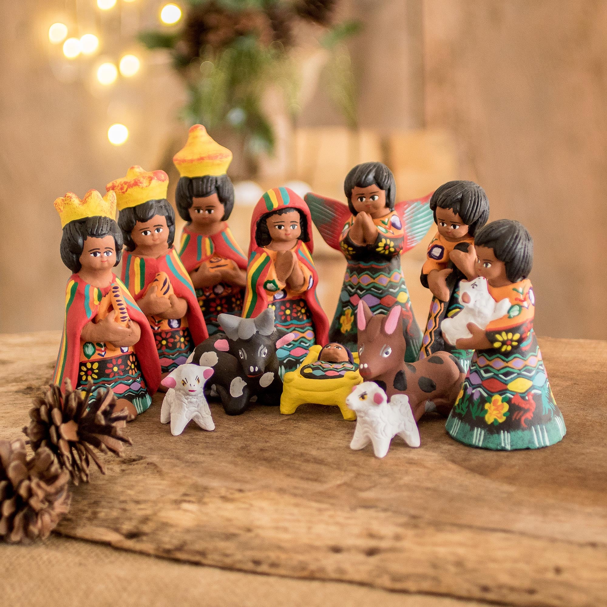 Premium Totonicapan Nativity Scene Handcrafted Ceramic Set (12 Pieces)