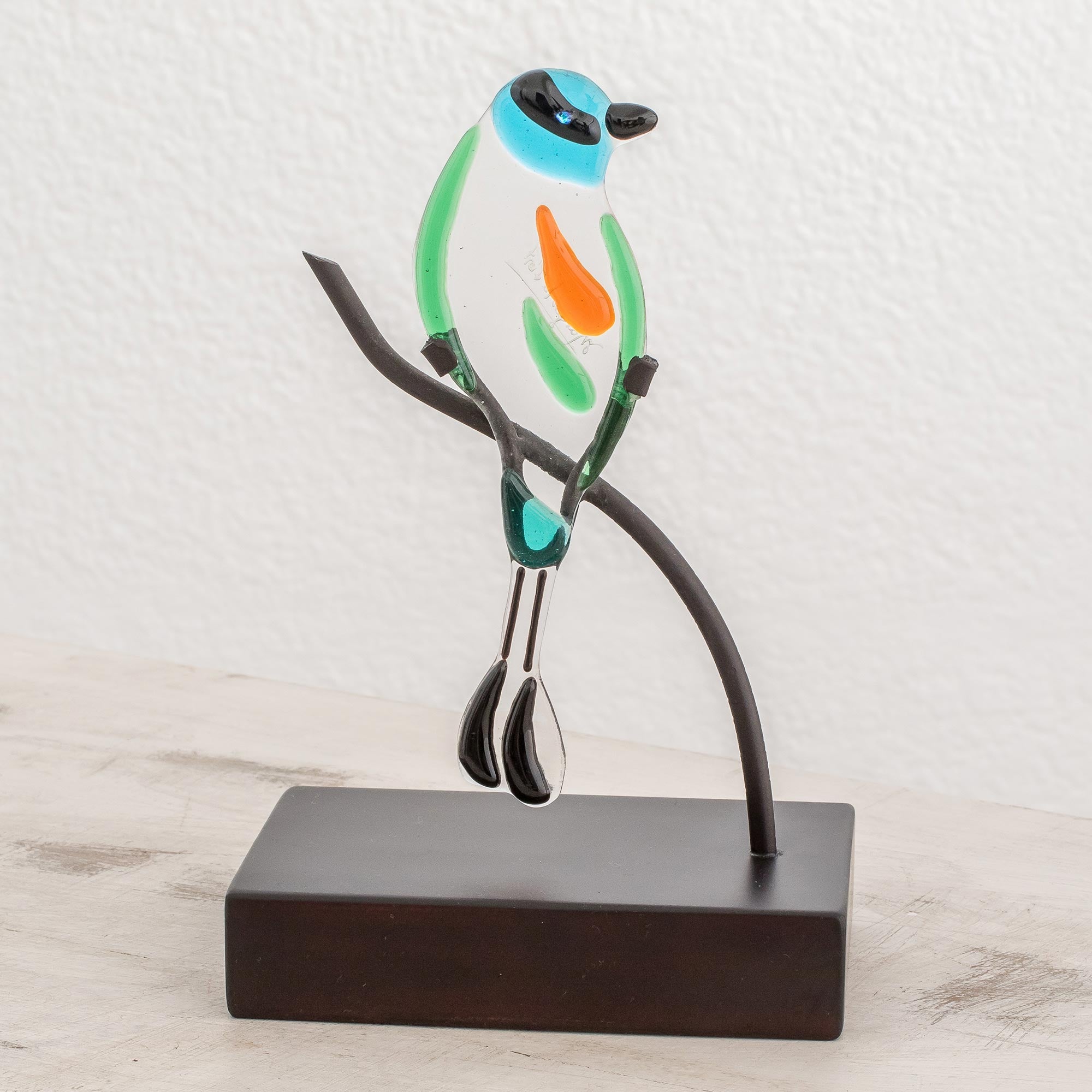 Premium Handcrafted Motmot Bird Art Glass Sculpture from El Salvador