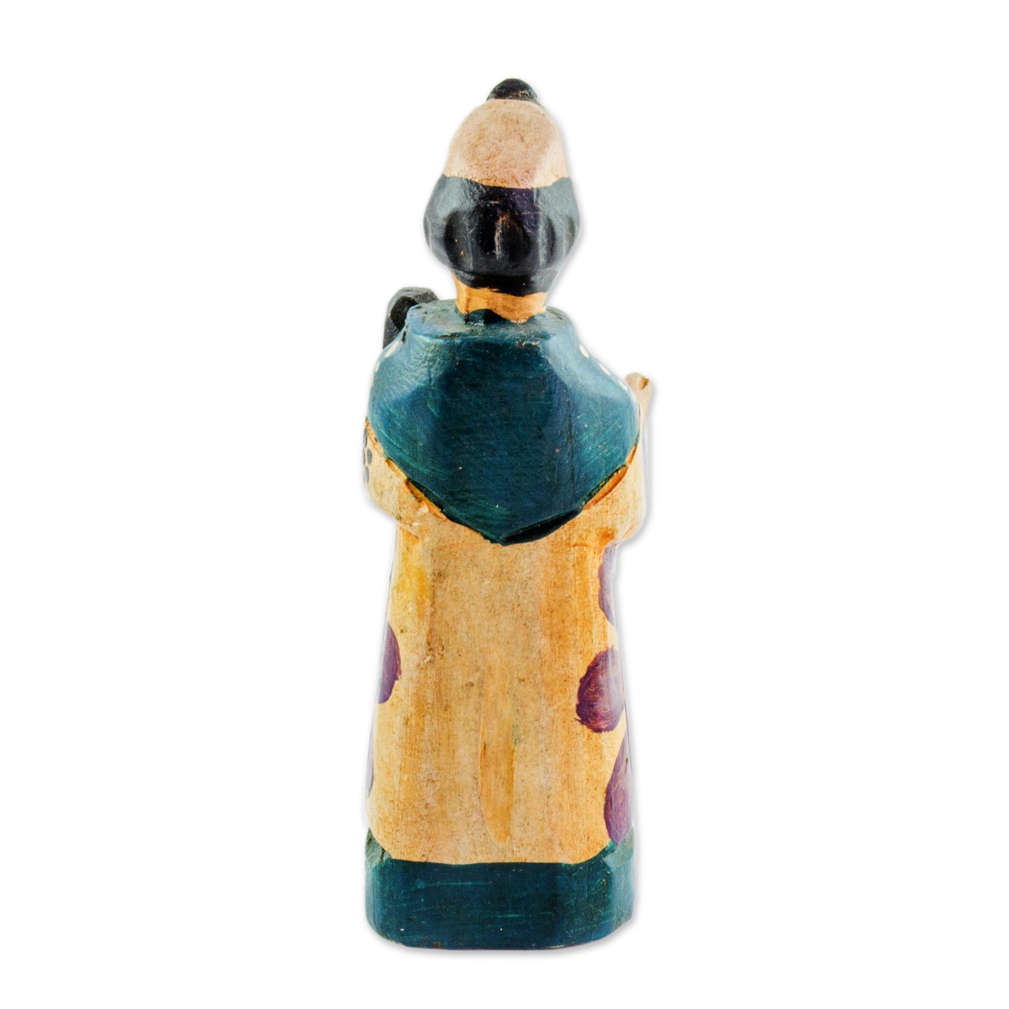 Premium Hand-Painted Saint Anthony Figurine with Baby Jesus – Rustic Pinewood Art from Guatemala