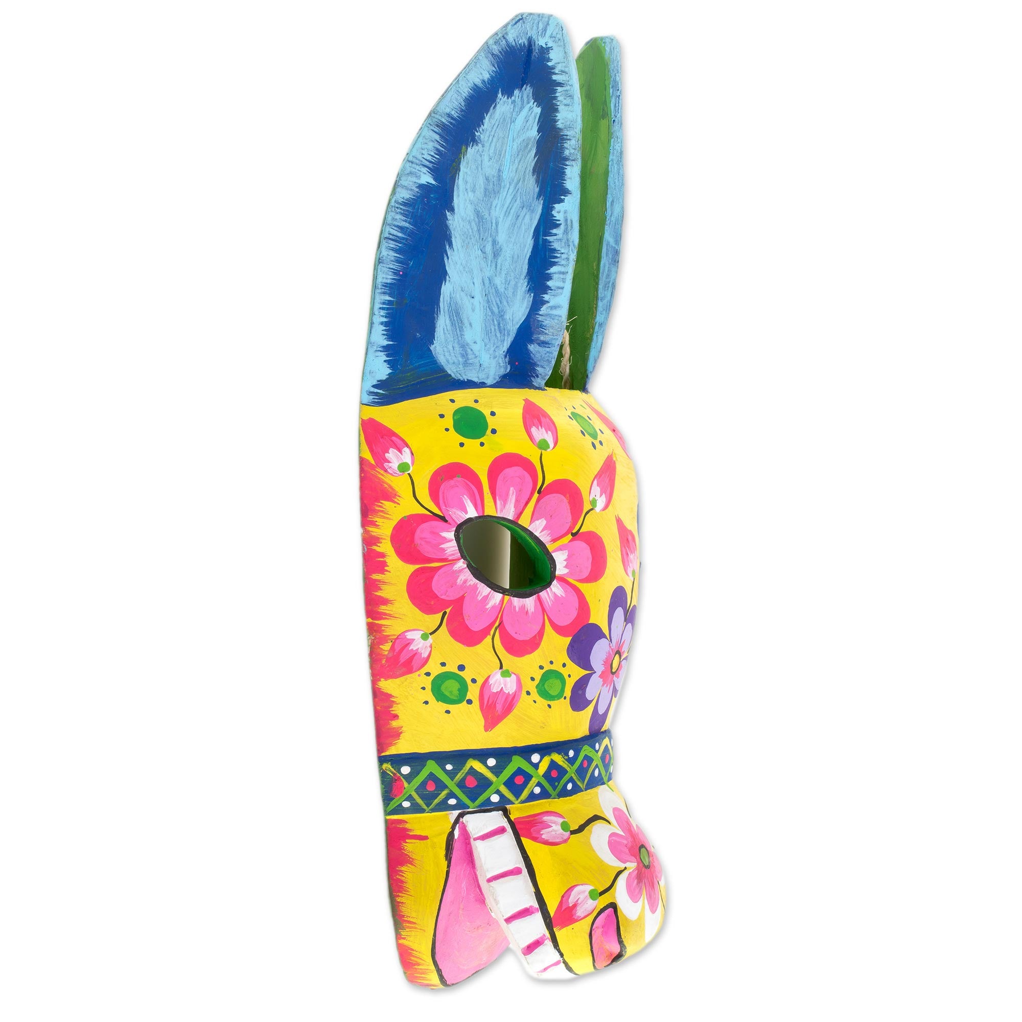 Premium Handcrafted Floral Horse Wall Mask - Vibrant Yellow & Multi-Color Design