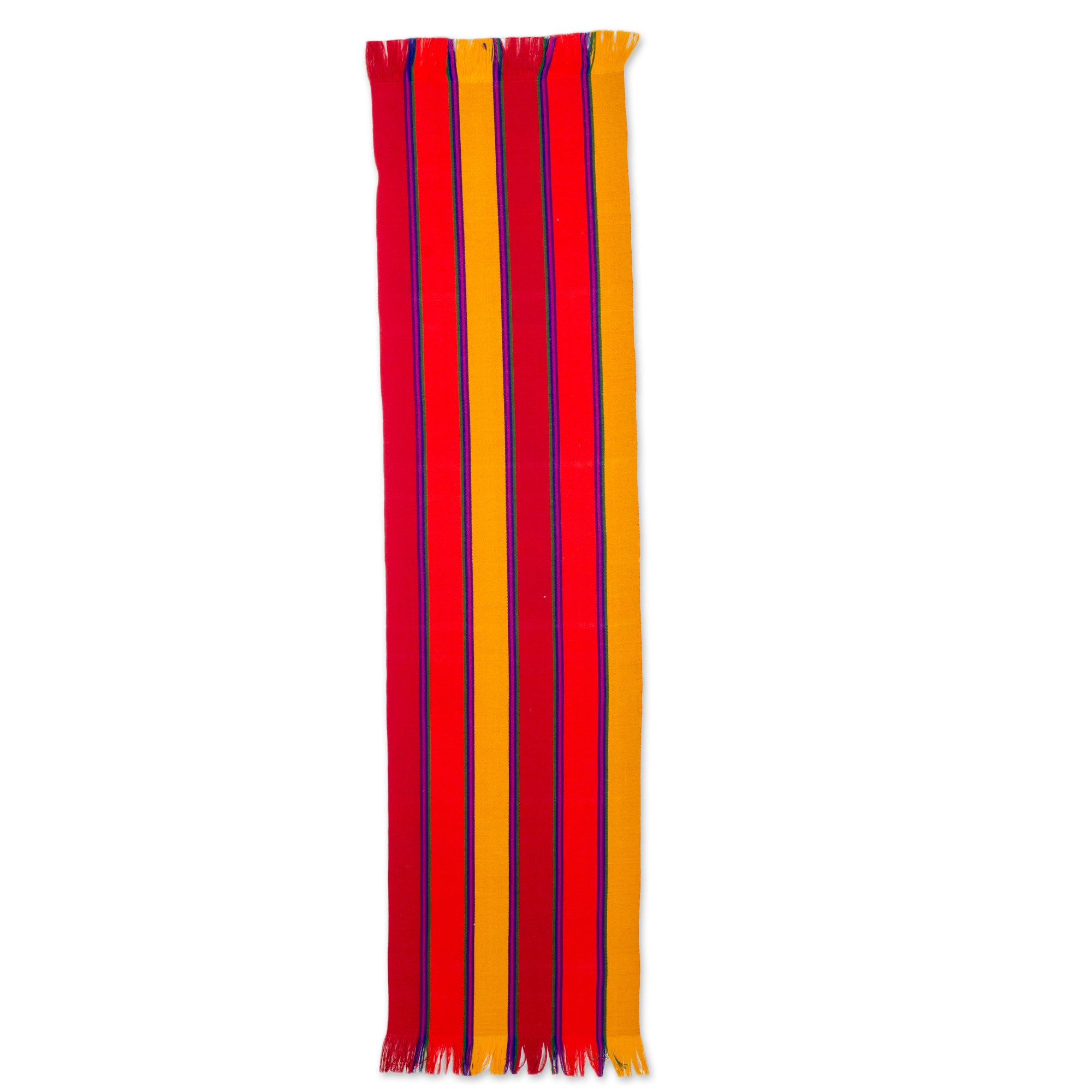 Premium Multicolor Striped Cotton Table Runner - Handcrafted in Guatemala
