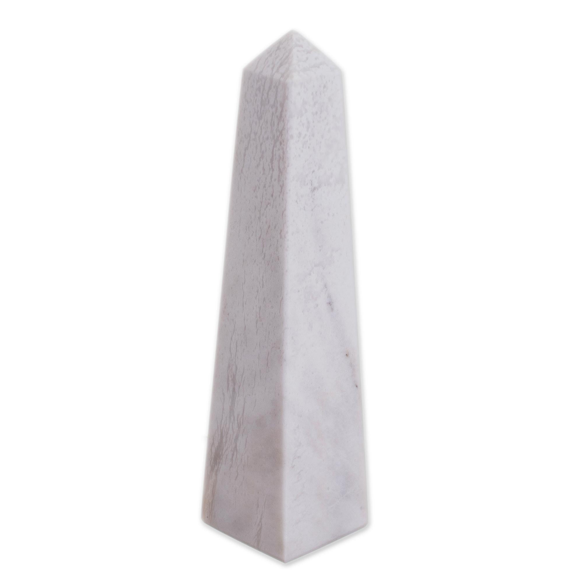 Premium White Onyx Obelisk Sculpture - Mystical Lighthouse Design