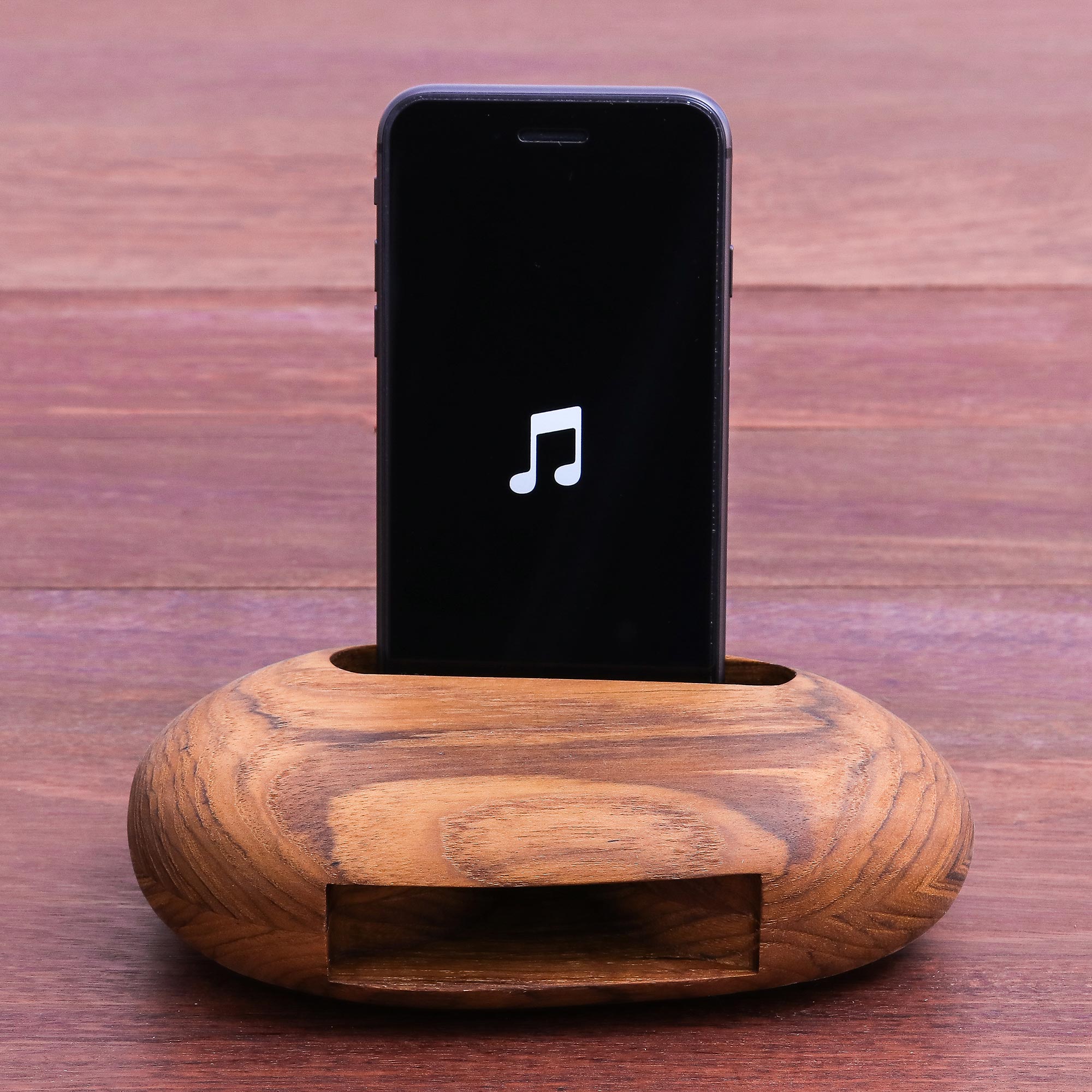 Premium Teak Wood Egg-Shaped Phone Speaker – Handcrafted in Thailand