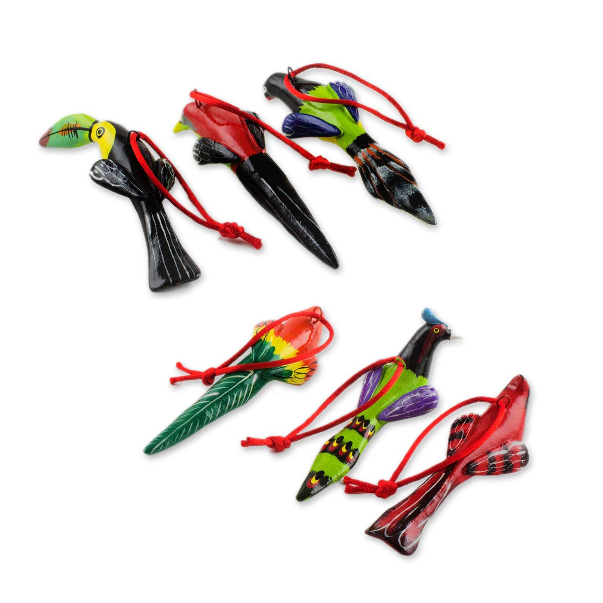 Premium Handmade Forest Birds Hanging Ornaments - Set of 6