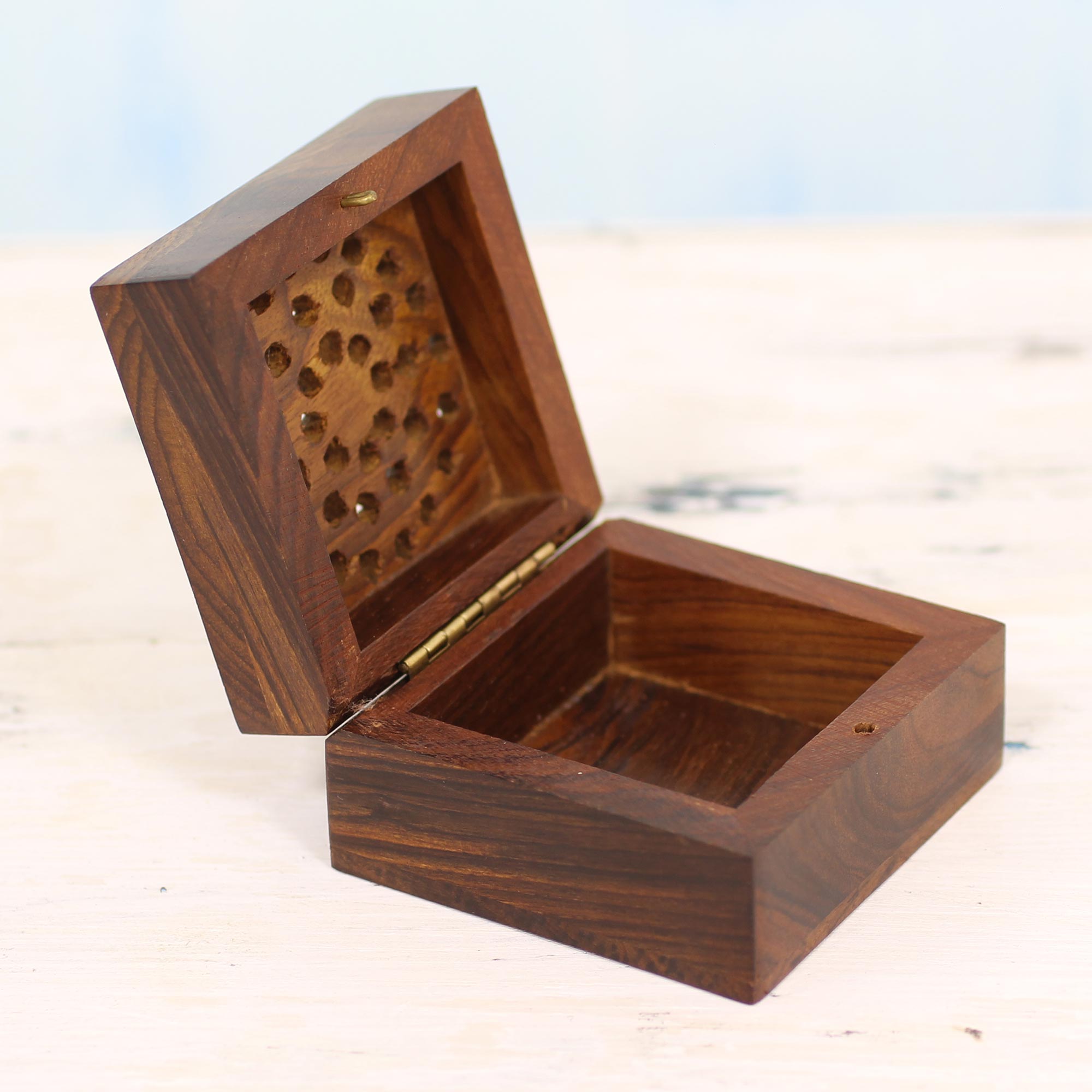 Premium Handcrafted Mango Wood Decorative Box with Floral Jali Design