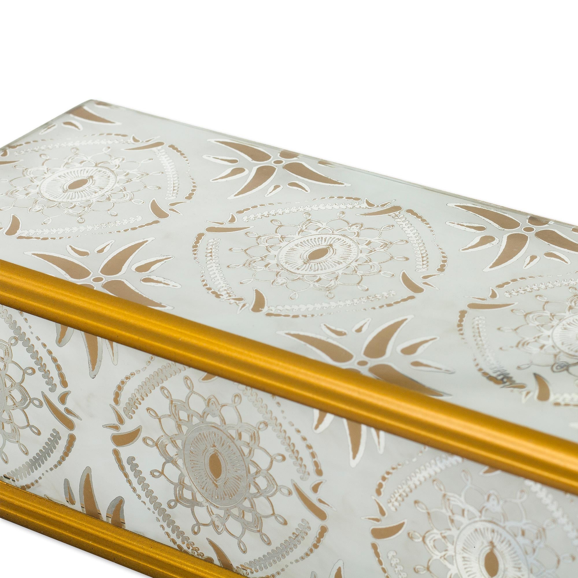 Premium Golden Treasure Reverse-Painted Glass Box – Handcrafted in Peru