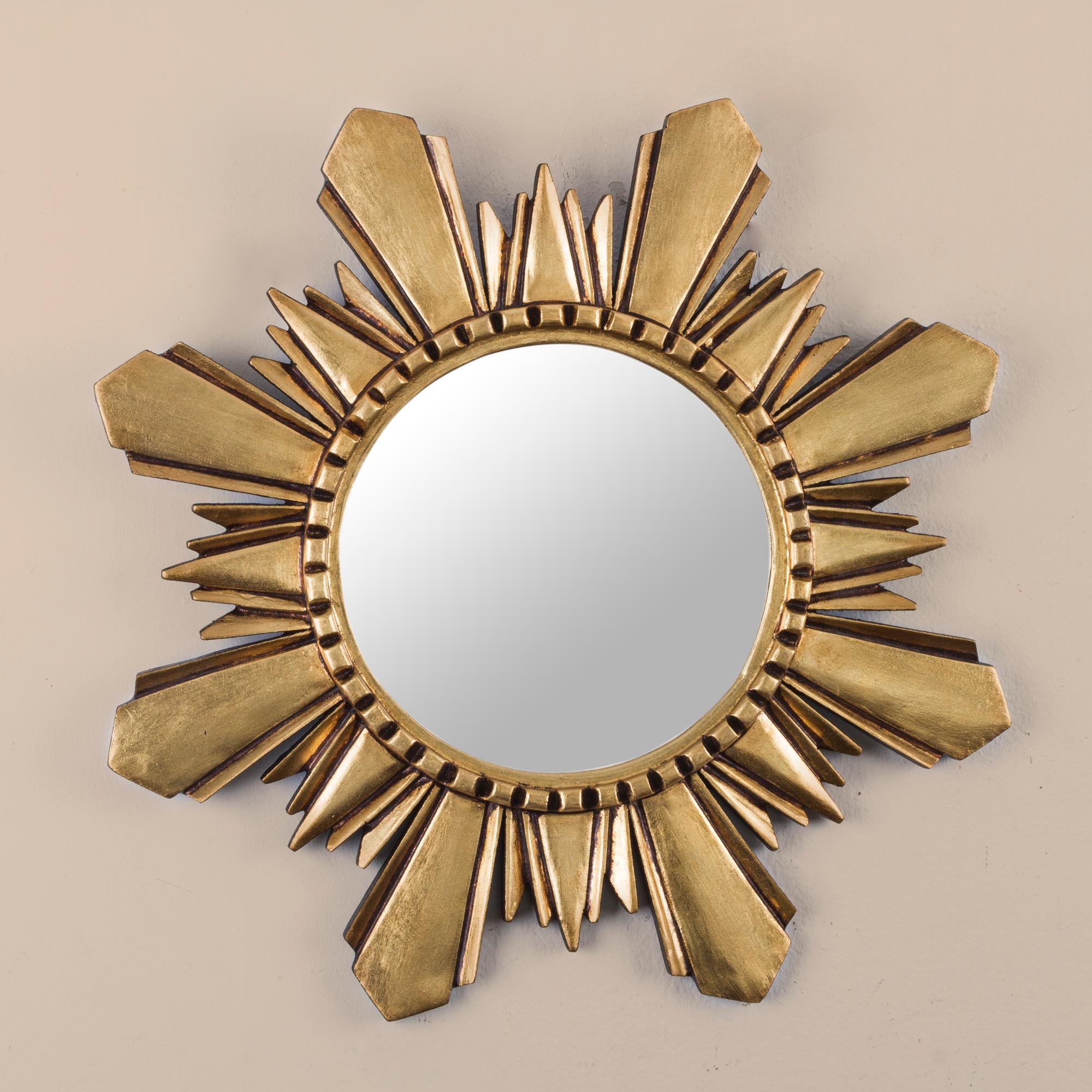 Premium Cuzco Sun Handcrafted Gilded Wood Mirror - Medium