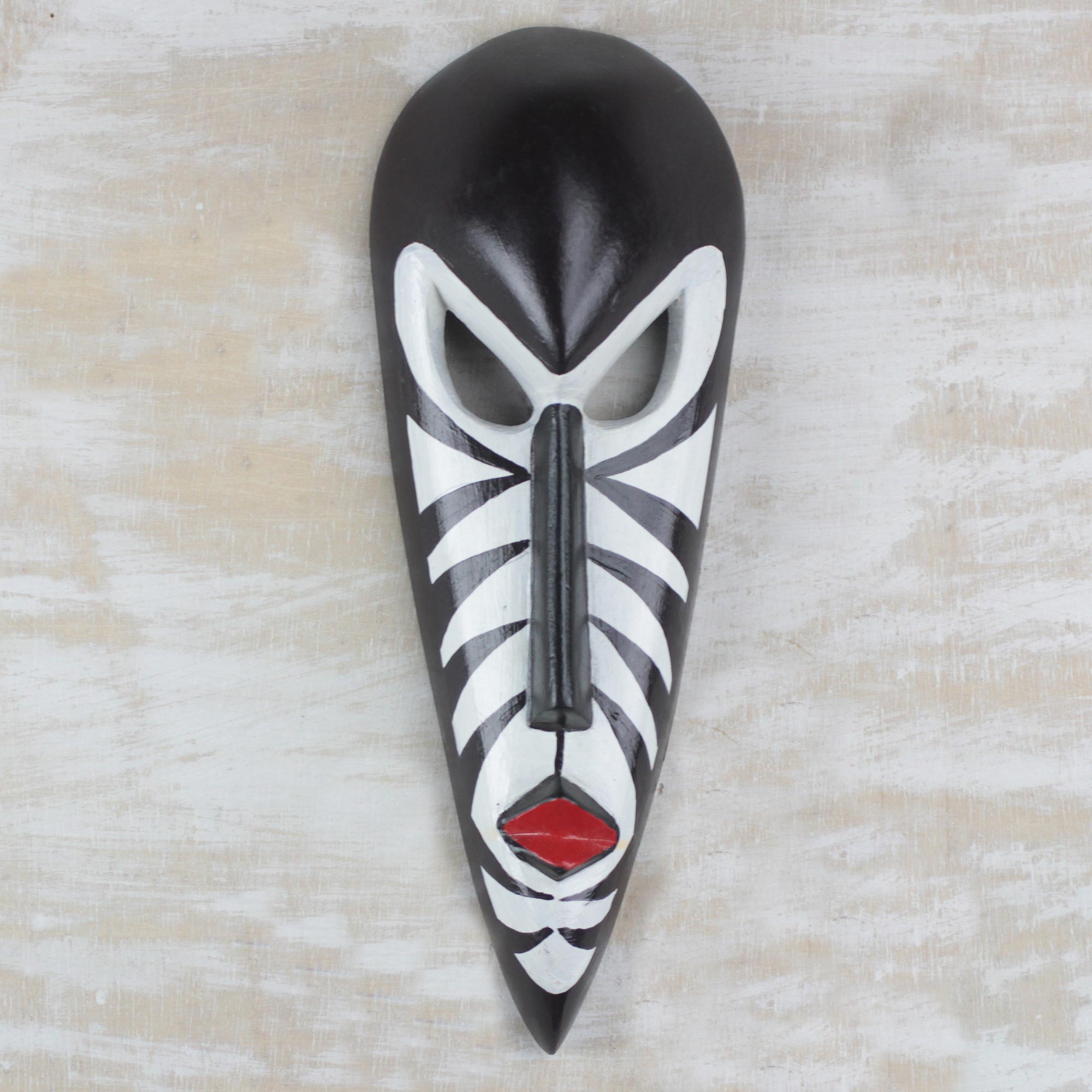 Premium Handcrafted African Zebra Stripes Wall Mask from Ghana