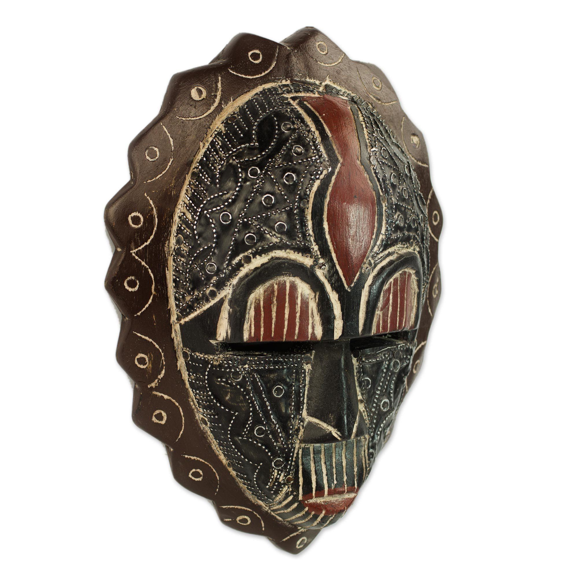 Premium Anigye Ghanaian Sese Wood Wall Mask - Handcrafted Happiness