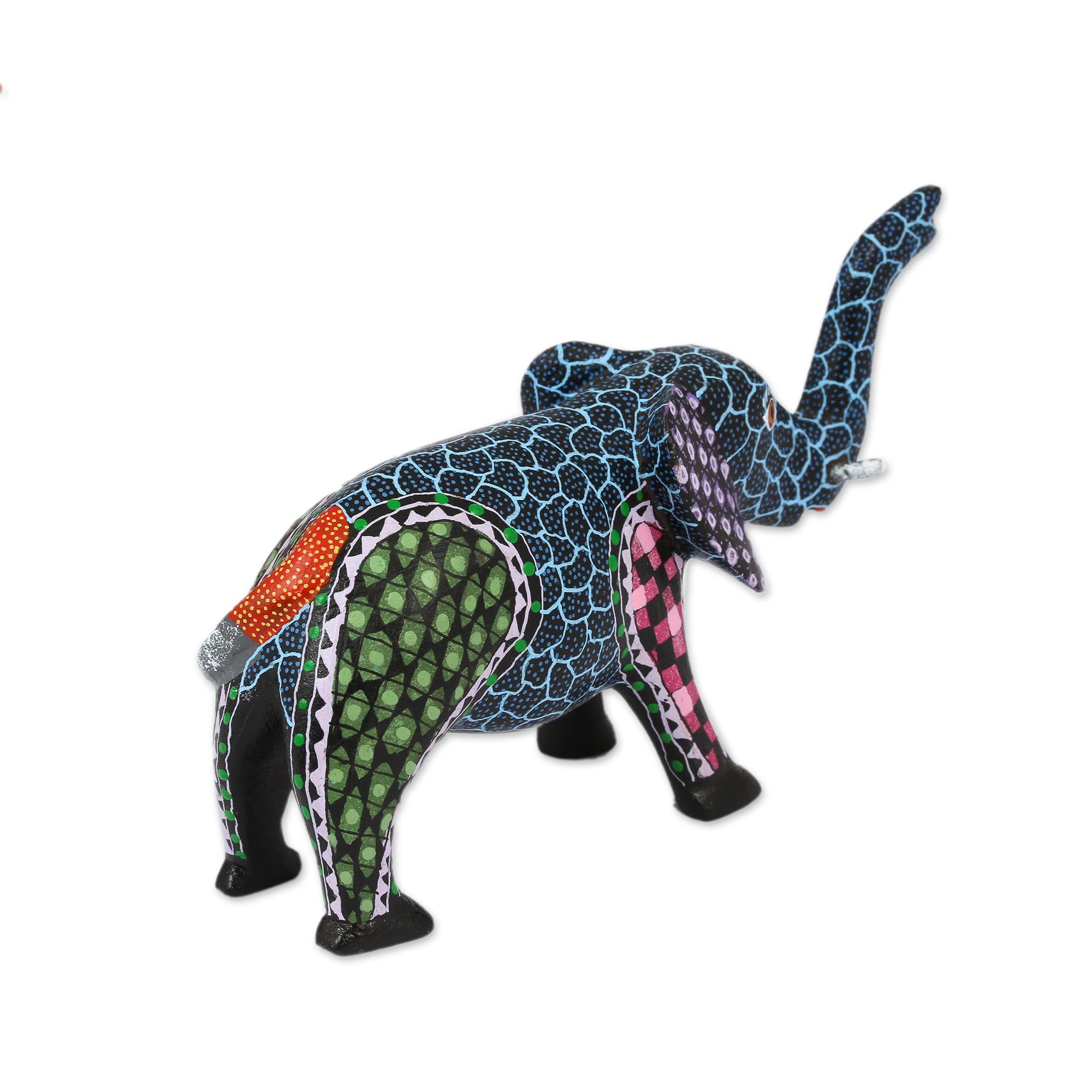 Premium Handcrafted Copal Wood Alebrije Elephant Figurine – Signed Artisan Collectible
