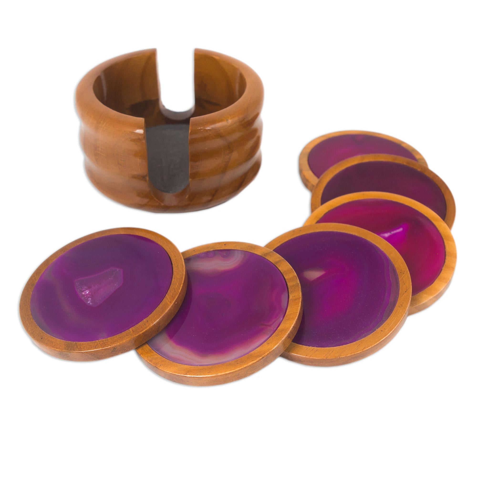 Premium Handcrafted Rose Agate Coasters Set - Ultimate Calming Stone Decor from Brazil (Set of 6)