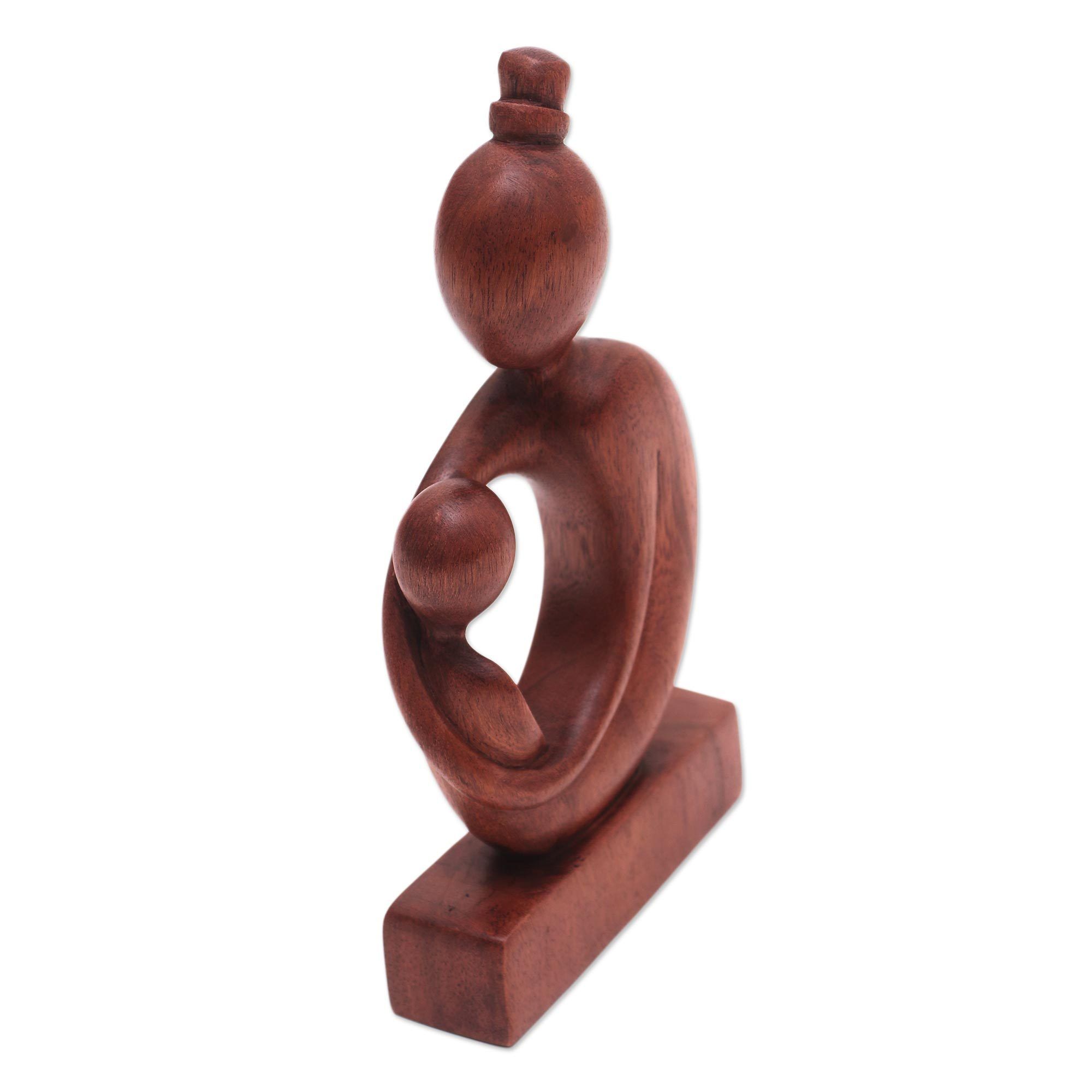 Premium Mother & Child Wood Sculpture - Handcrafted Balinese Art