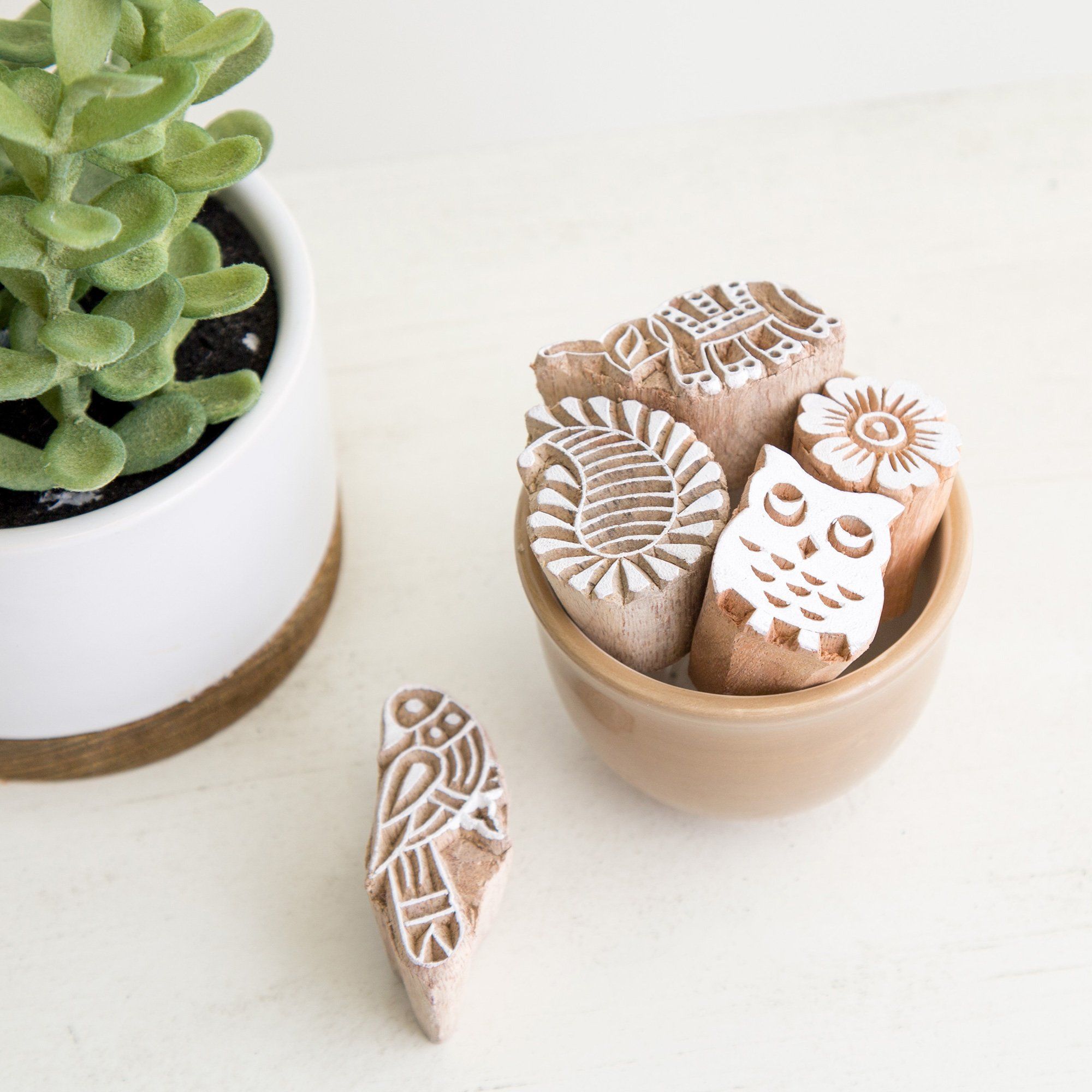 Premium Hand-Carved Mini Block Print Stamp Kit
