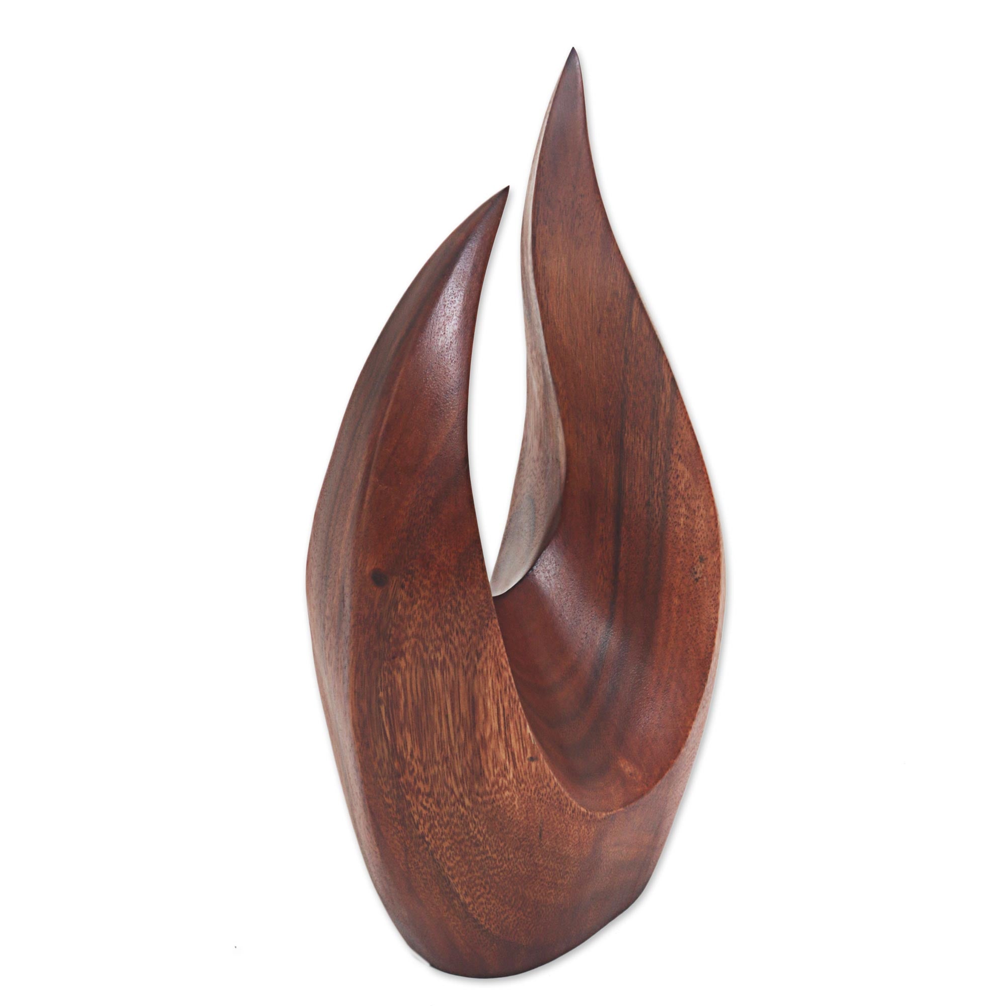 Premium Hand-Carved Suar Wood Fire Flames Sculpture - Ultimate Home Decor