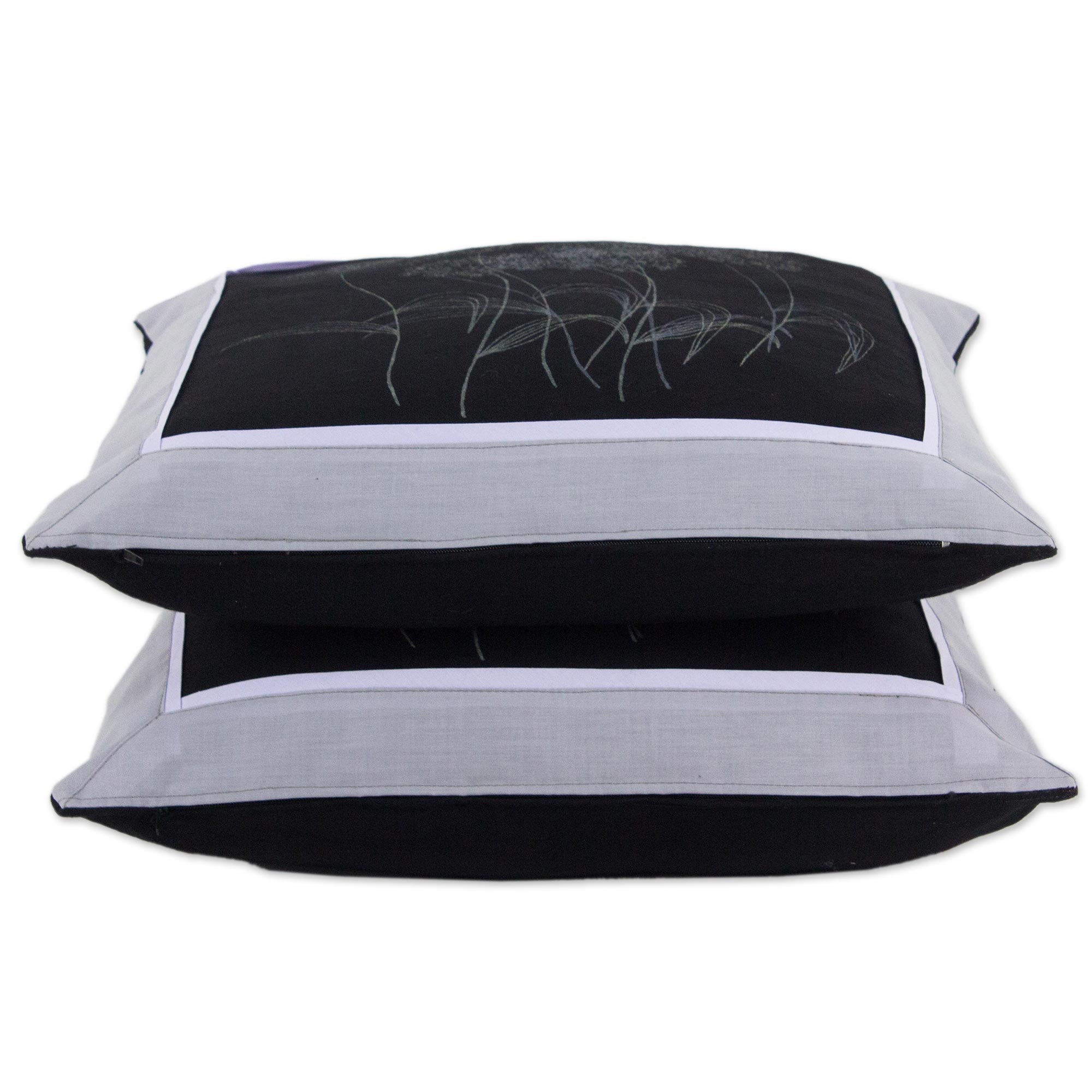Premium Agapanthus Floral Cotton Cushion Covers Set – Elegant Thai Design (Pair)