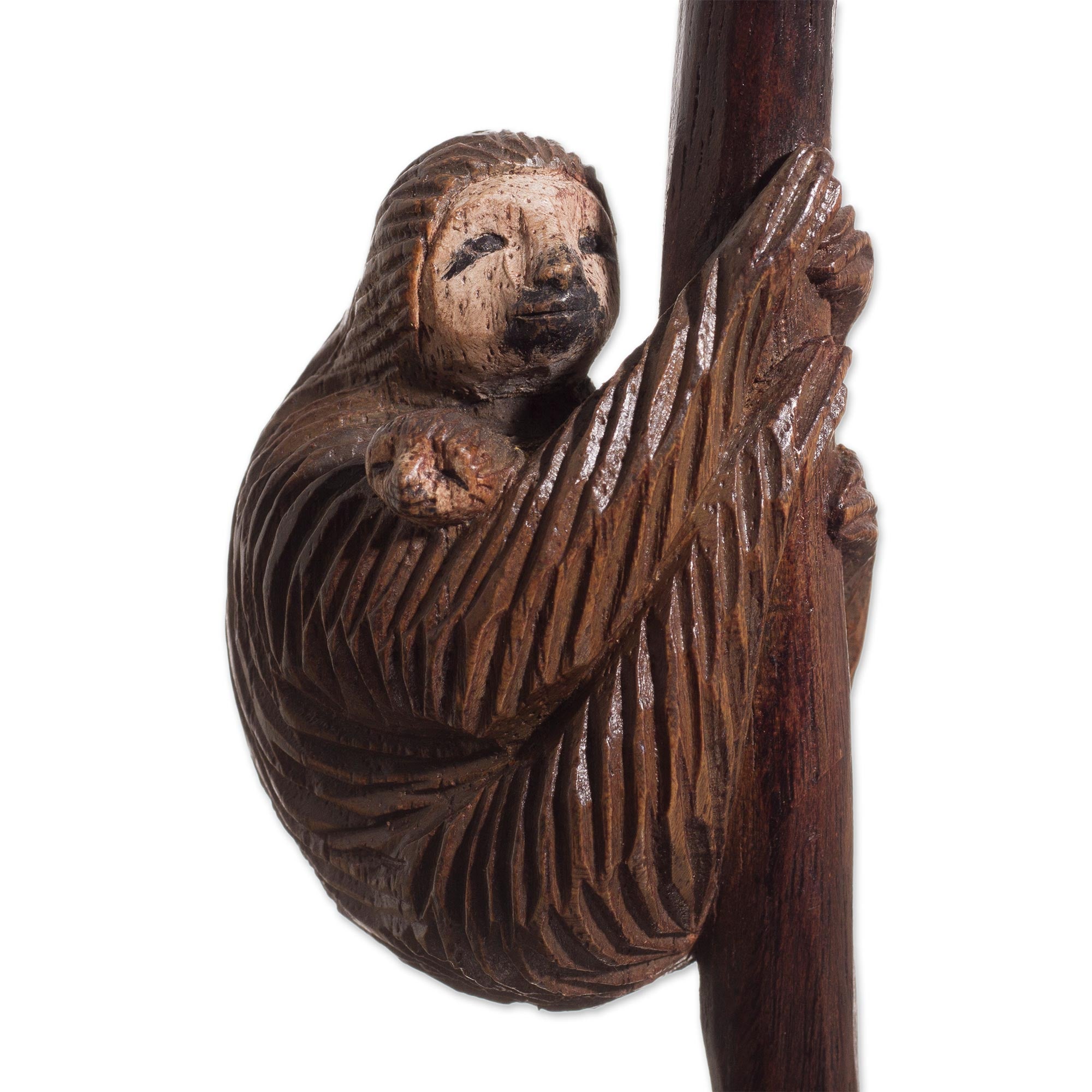 Premium Hand-Carved Mother Sloth Cedar Wood Sculpture from Peru